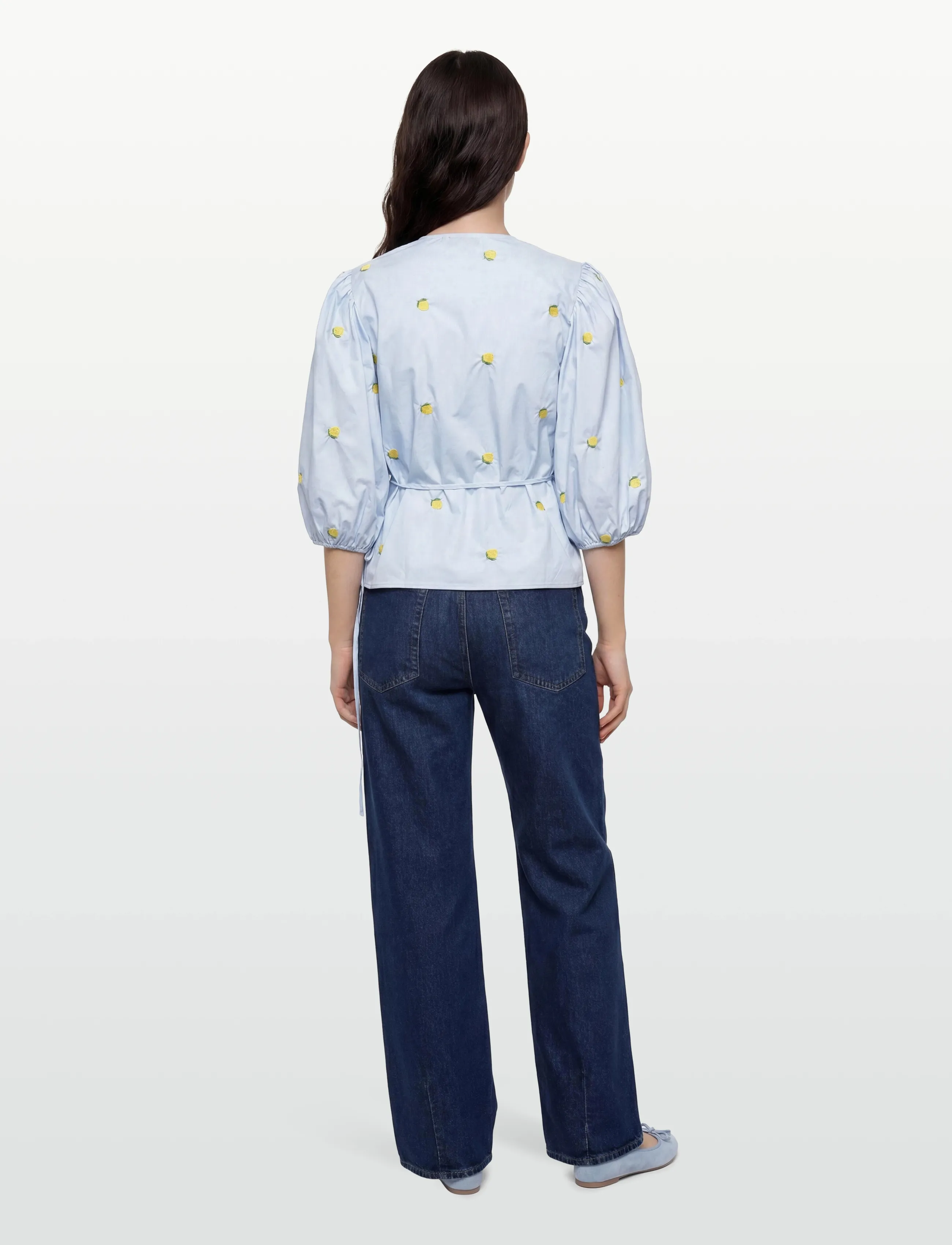 A-View - Rebekka fruit blouse - langärmelige blusen - light blue/yellow - 4