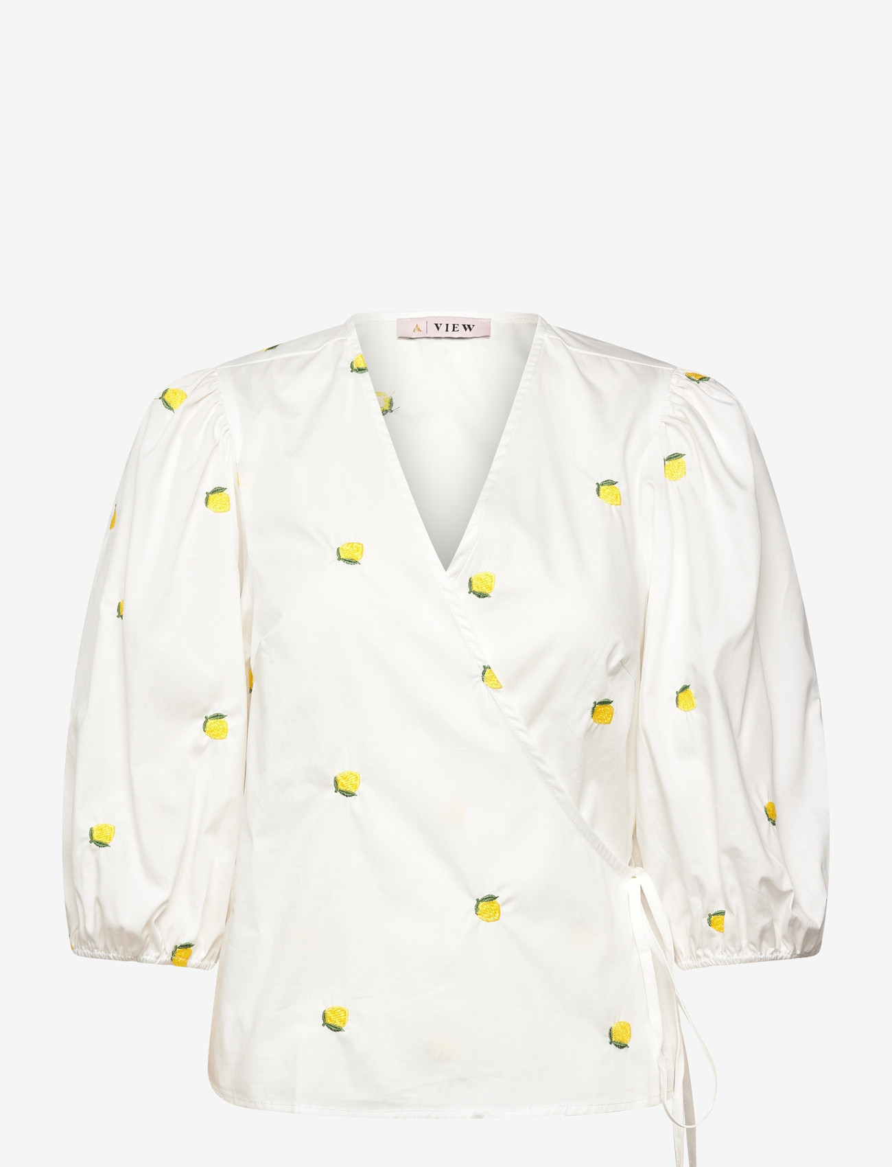 A-View - Rebekka fruit blouse - långärmade blusar - white/yellow - 0