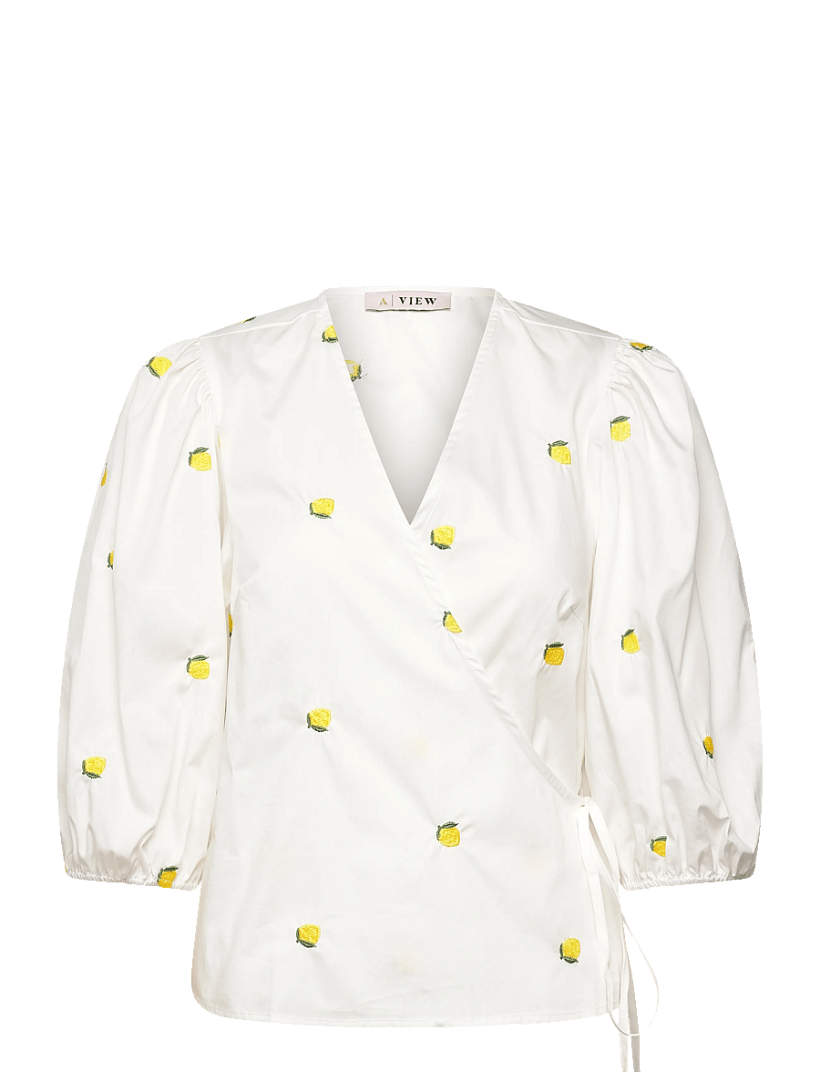 A-View - Rebekka fruit blouse - langerma blússur - white/yellow - 1