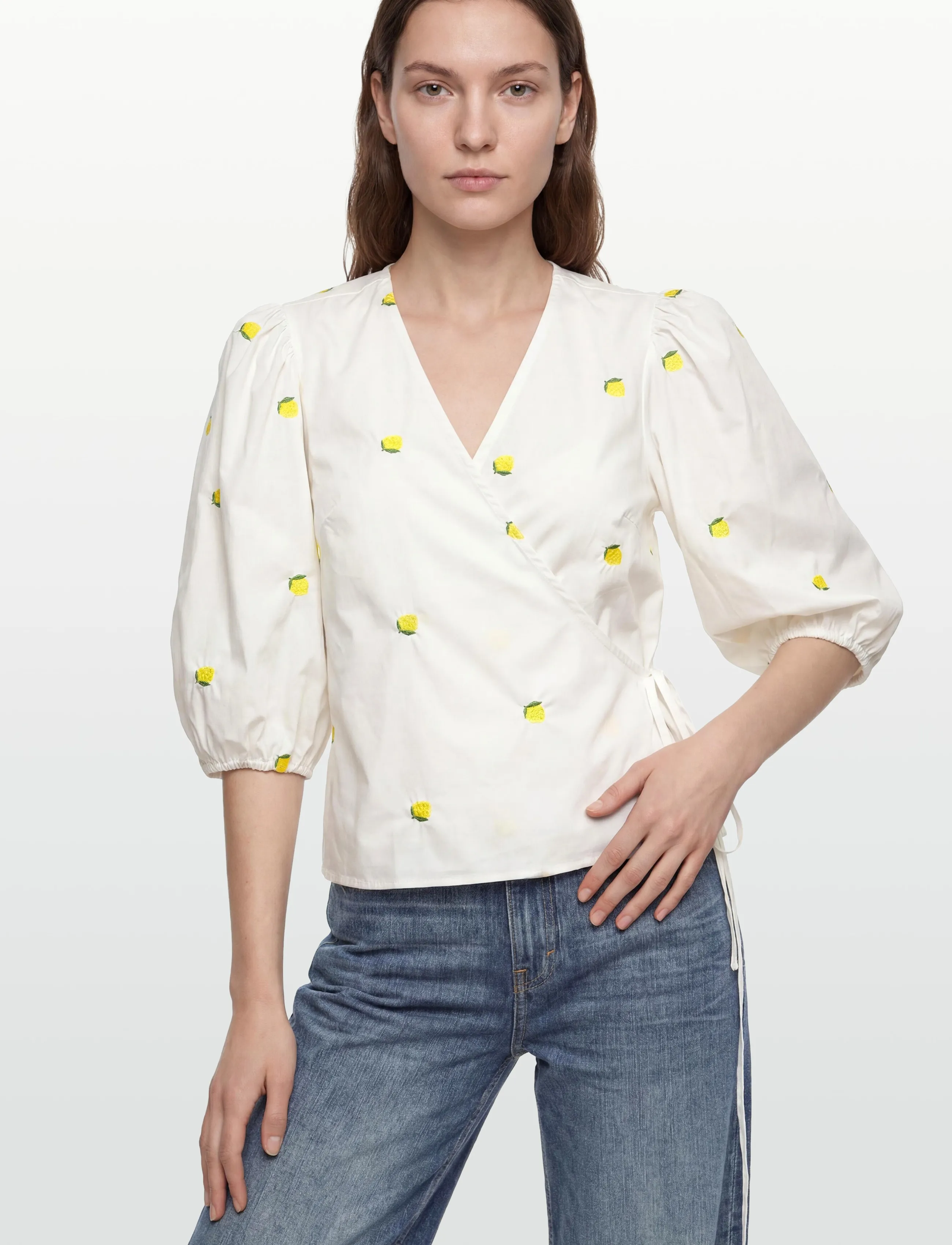 A-View - Rebekka fruit blouse - langærmede bluser - white/yellow - 3