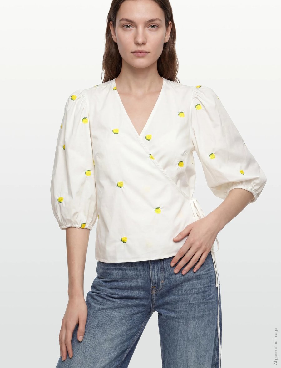 A-View - Rebekka fruit blouse - langerma blússur - white/yellow - 3