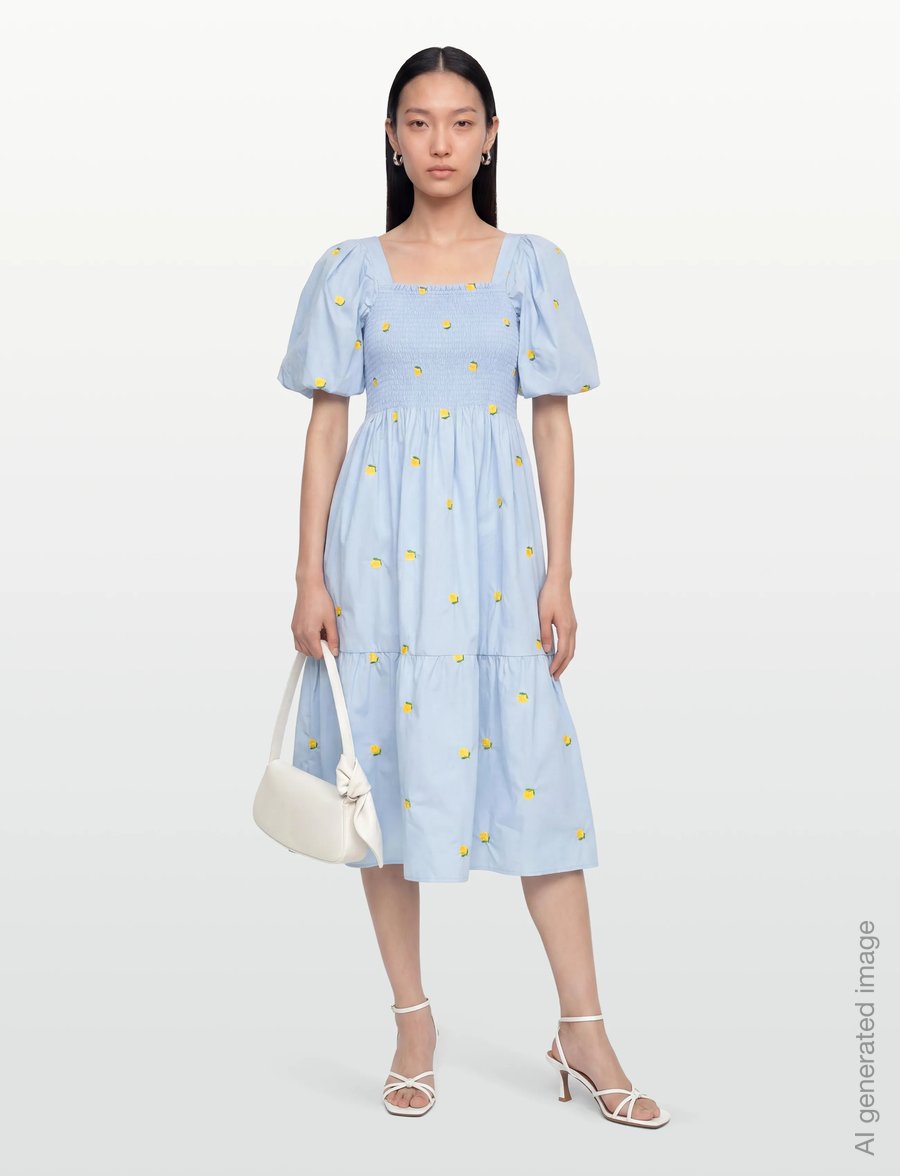 A-View - Cheri fruit dress - konfirmation - 128 light blue/yellow - 0