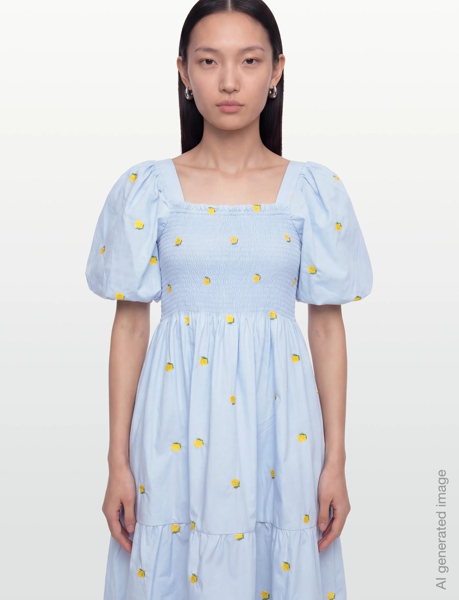 A-View - Cheri fruit dress - konfirmation - 128 light blue/yellow - 3
