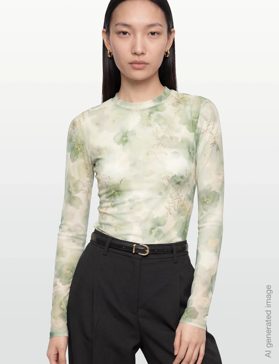 A-View - Silke blouse - long sleeved blouses - dusty green - 4
