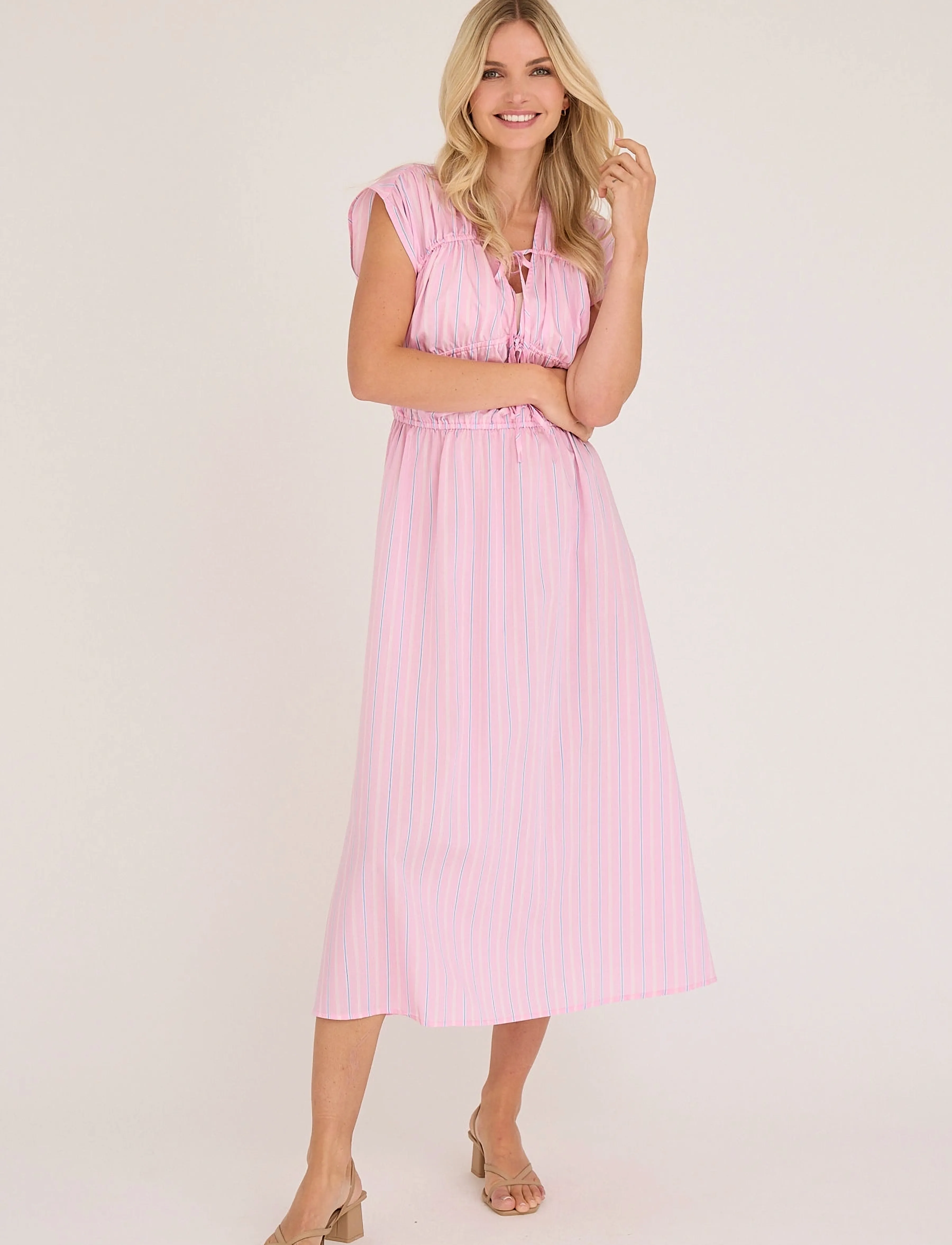A-View Vifina dress - Midi Dresses - PINK/BLUE / pink/rose
