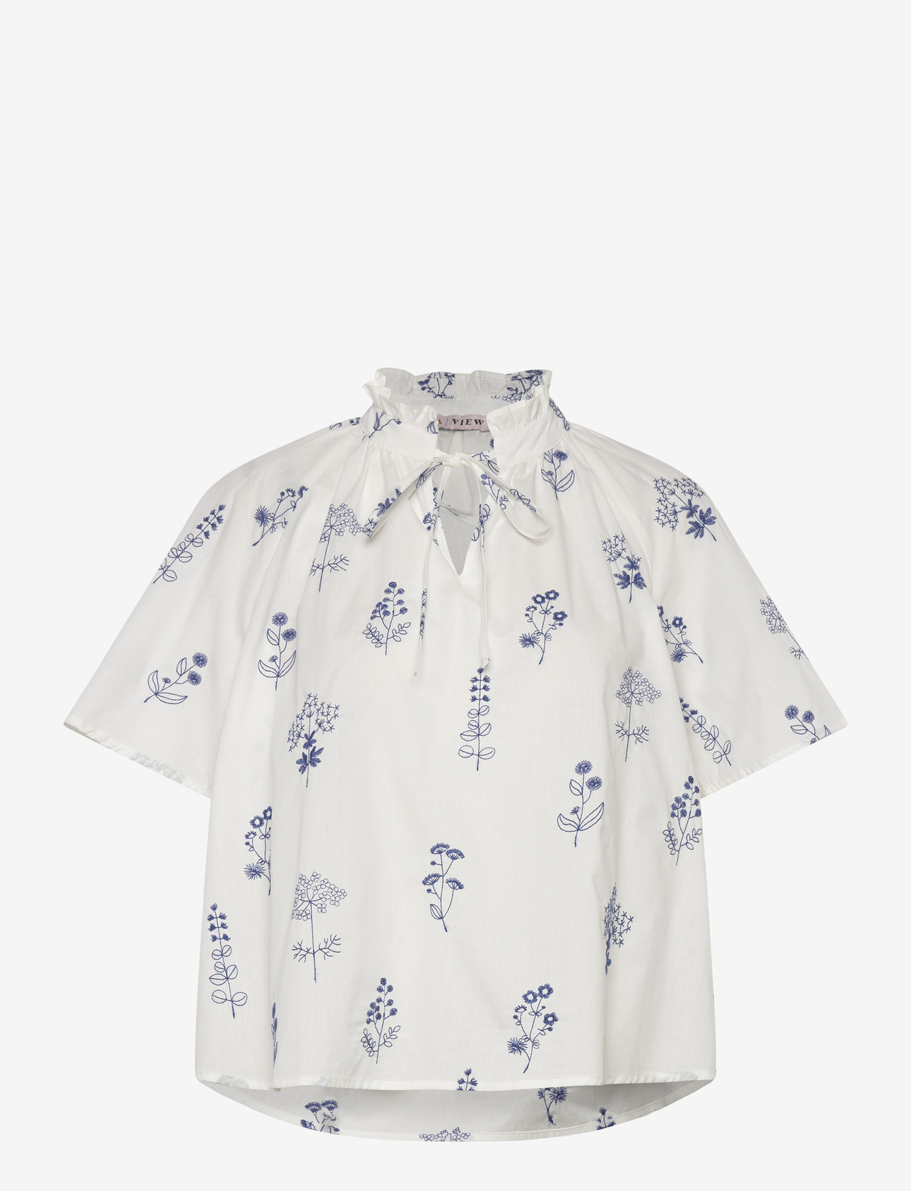 A-View - Agnelia blouse - kortærmede bluser - white/blue - 0