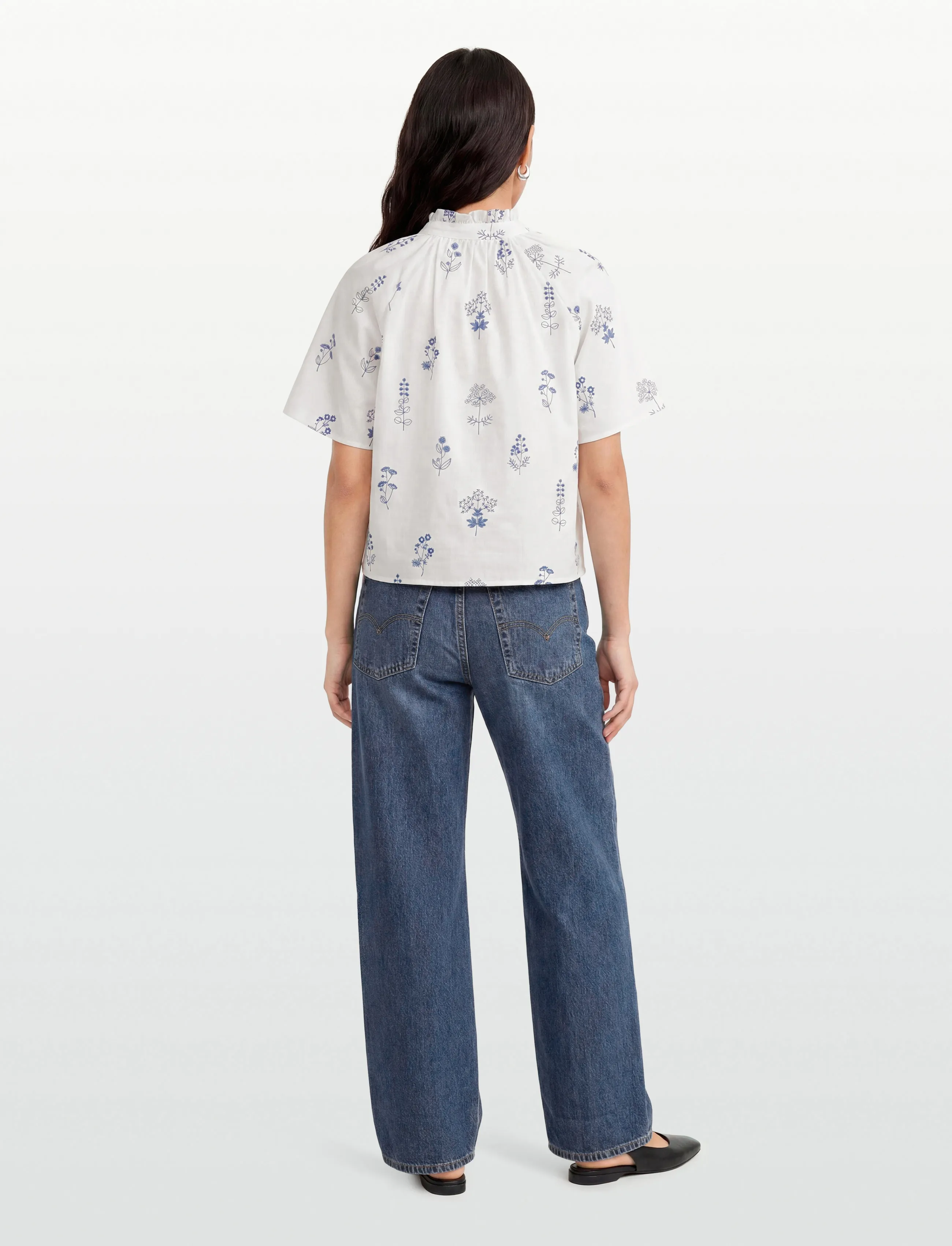 A-View - Agnelia blouse - kortärmade blusar - white/blue - 4