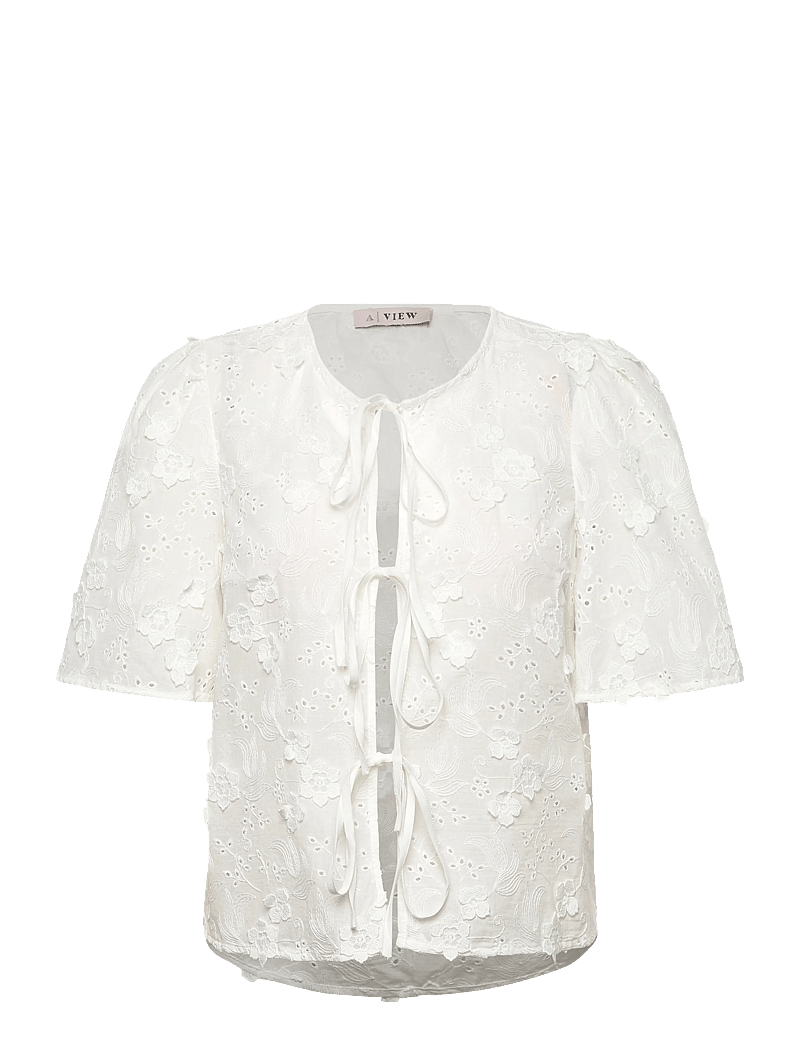 A-View - Rosamarie cardigan - kurzämlige blusen - white - 1
