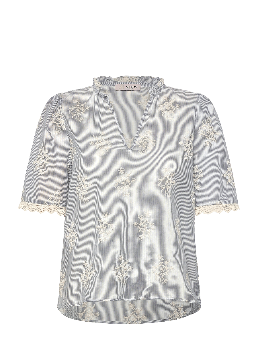 A-View - Conni blouse - kortärmade blusar - blue/white - 1