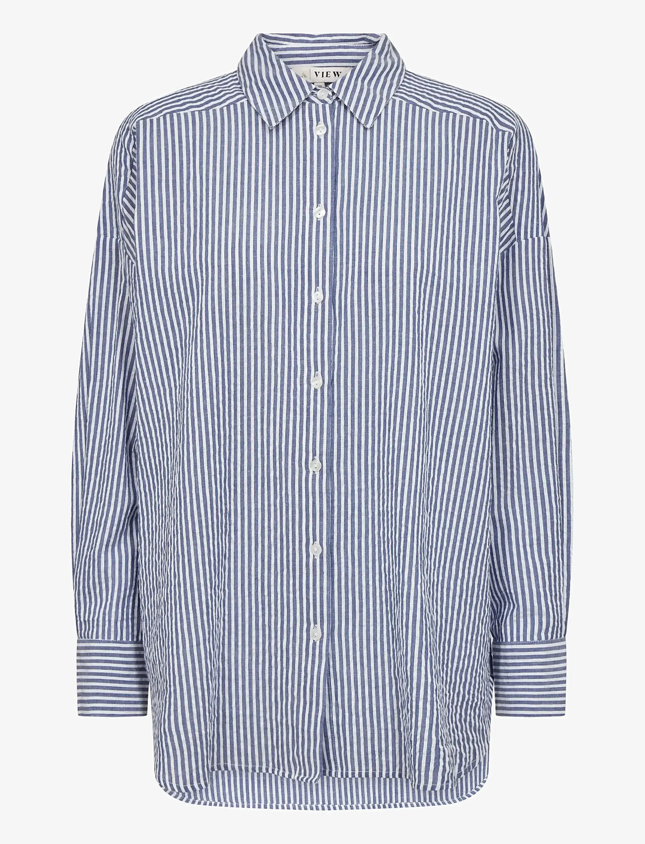 A-View - Sonja new shirt - langærmede skjorter - navy/white - 1