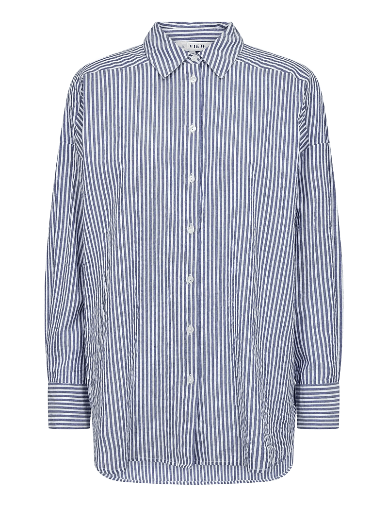 A-View - Sonja new shirt - langärmlige hemden - navy/white - 1