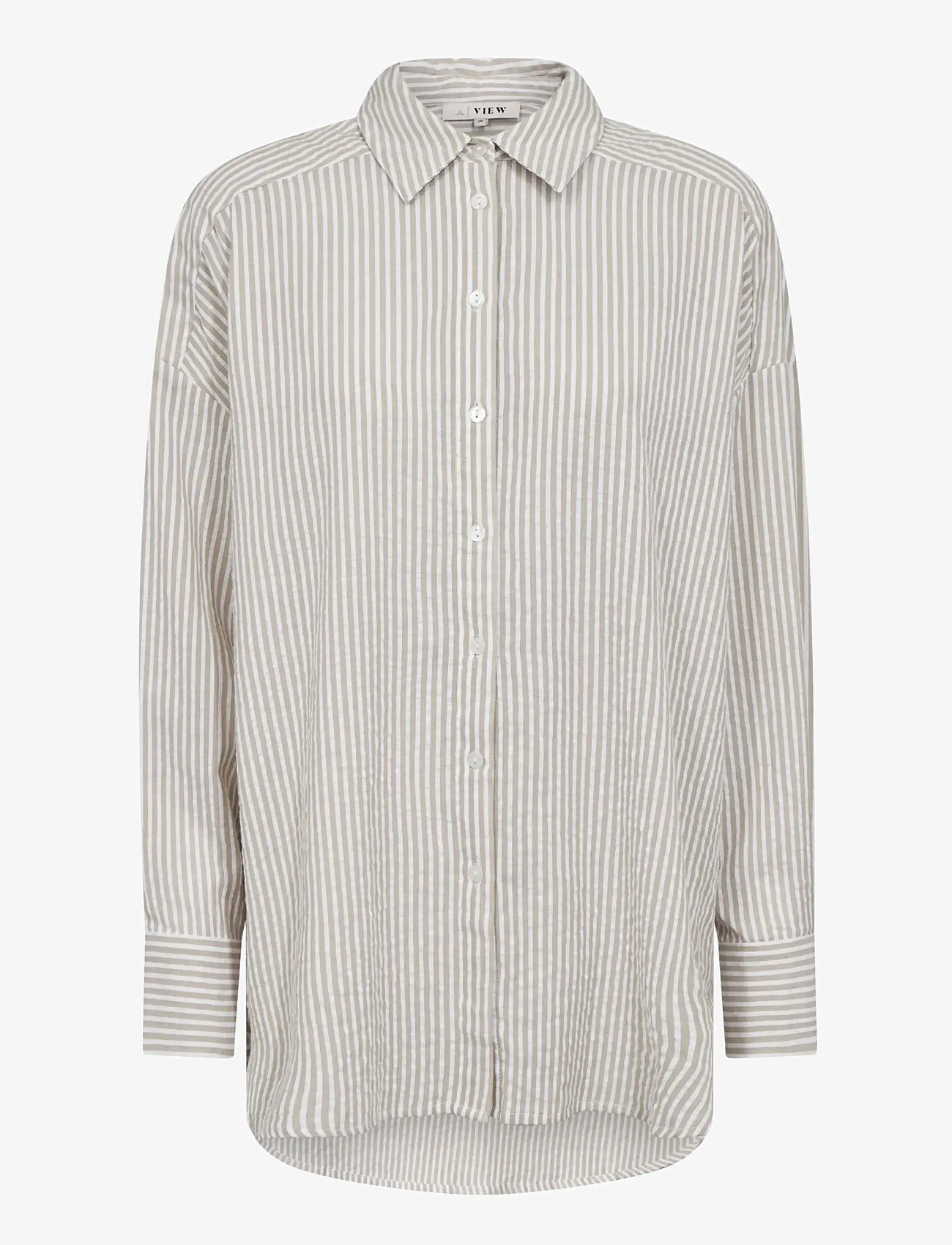 A-View - Sonja new shirt - langärmlige hemden - sand/white - 1