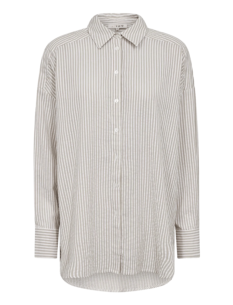 A-View - Sonja new shirt - langärmlige hemden - sand/white - 1