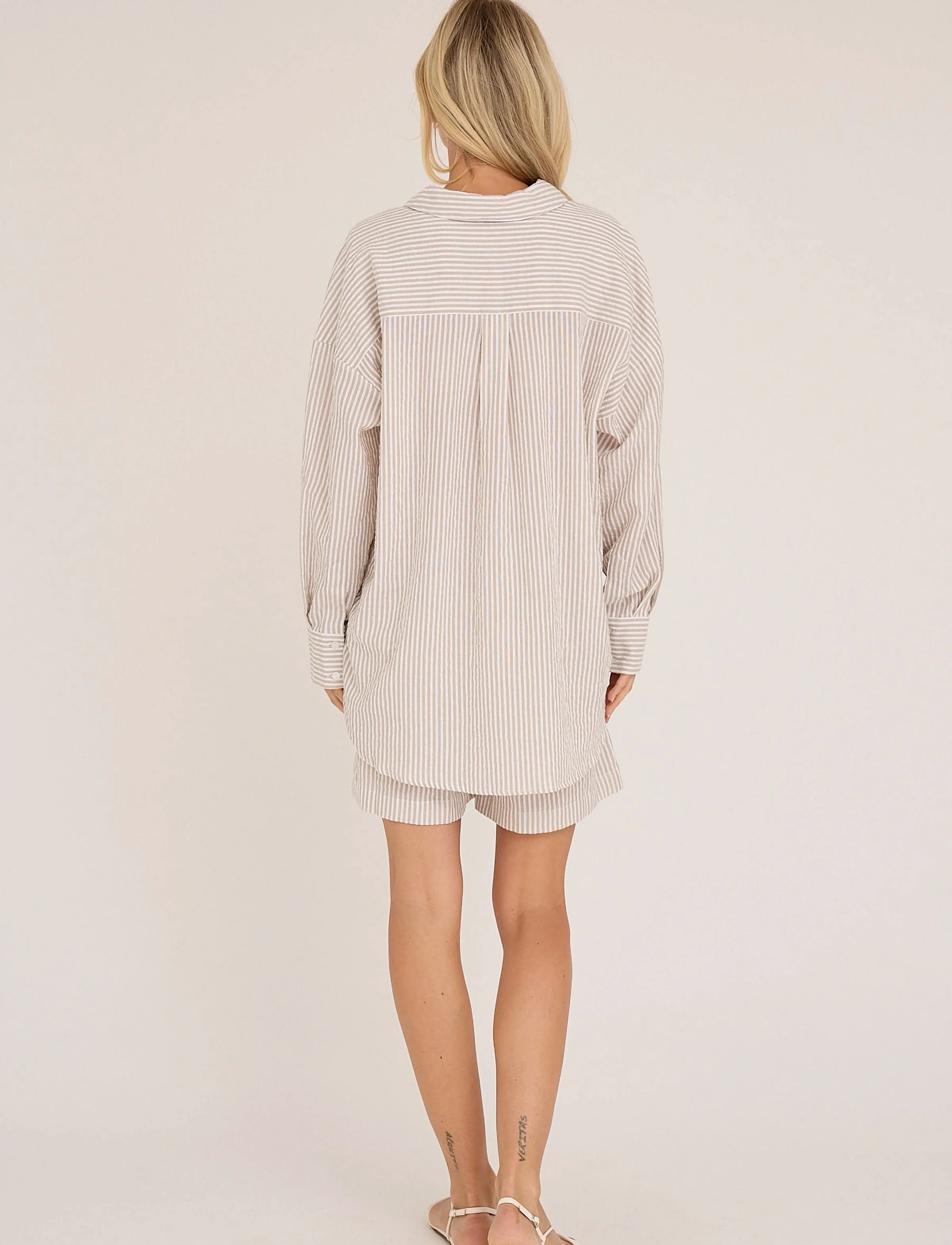 A-View - Sonja new shirt - langärmlige hemden - sand/white - 3