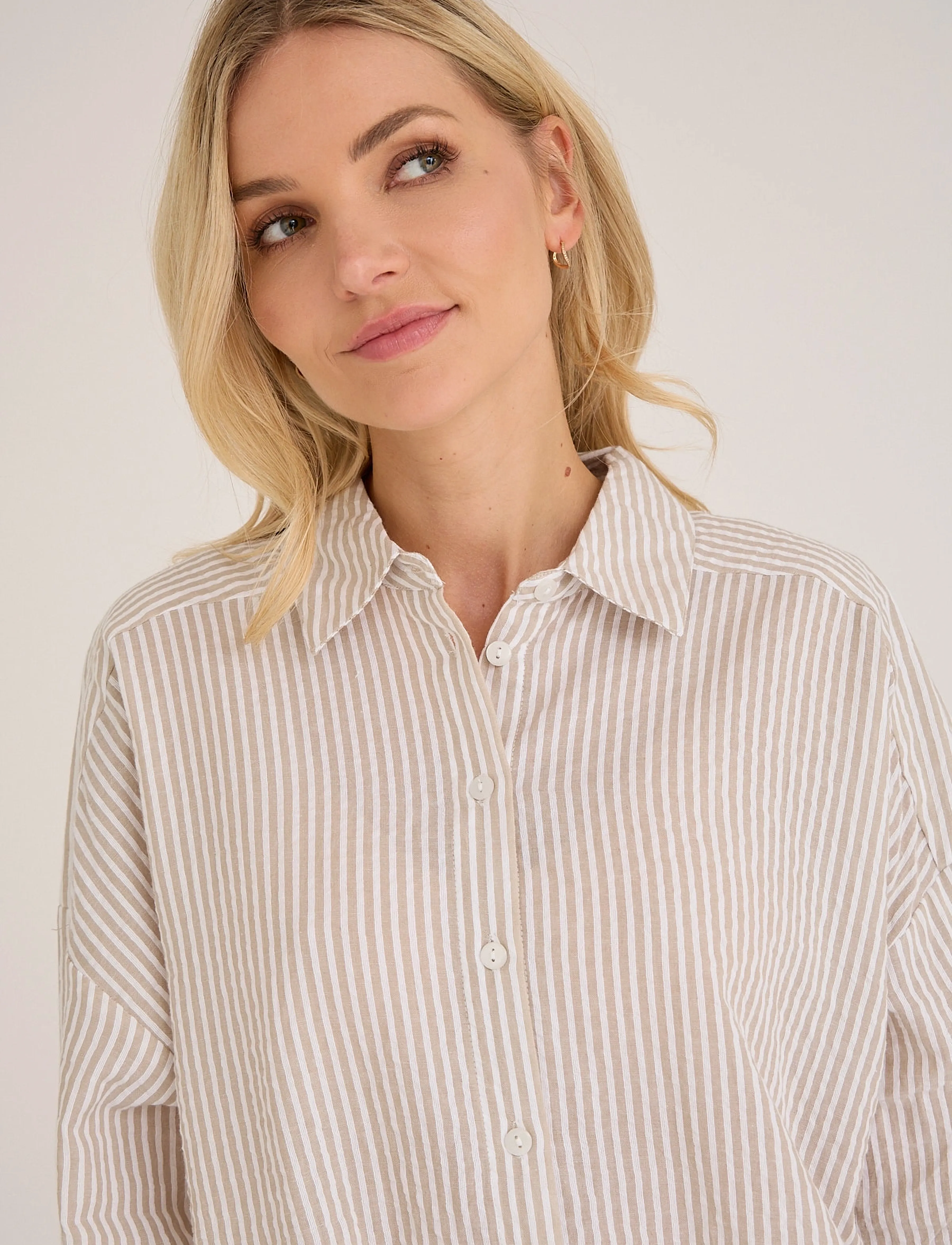 A-View - Sonja new shirt - langärmlige hemden - sand/white - 4