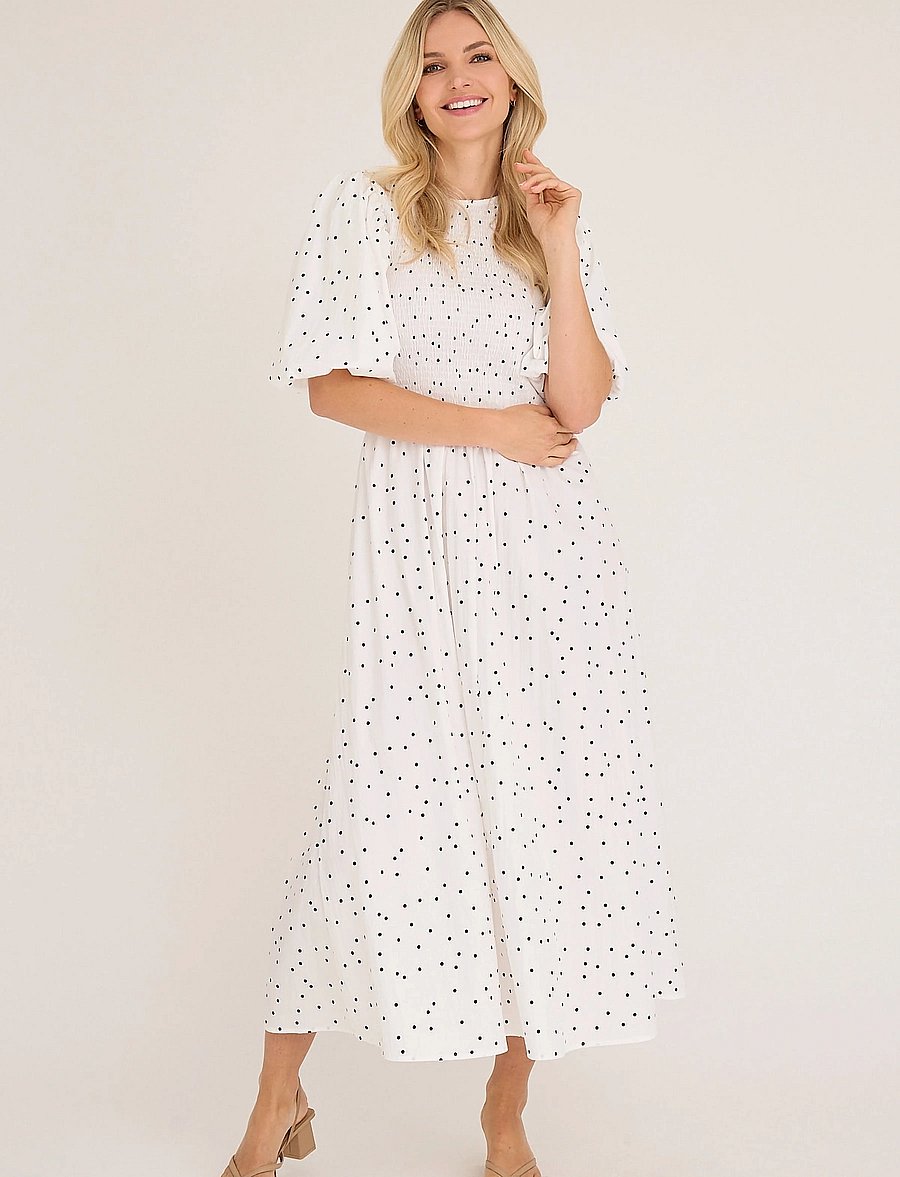 A-View - Tabita dot dress - sutvirtinimas - white with black dots - 0