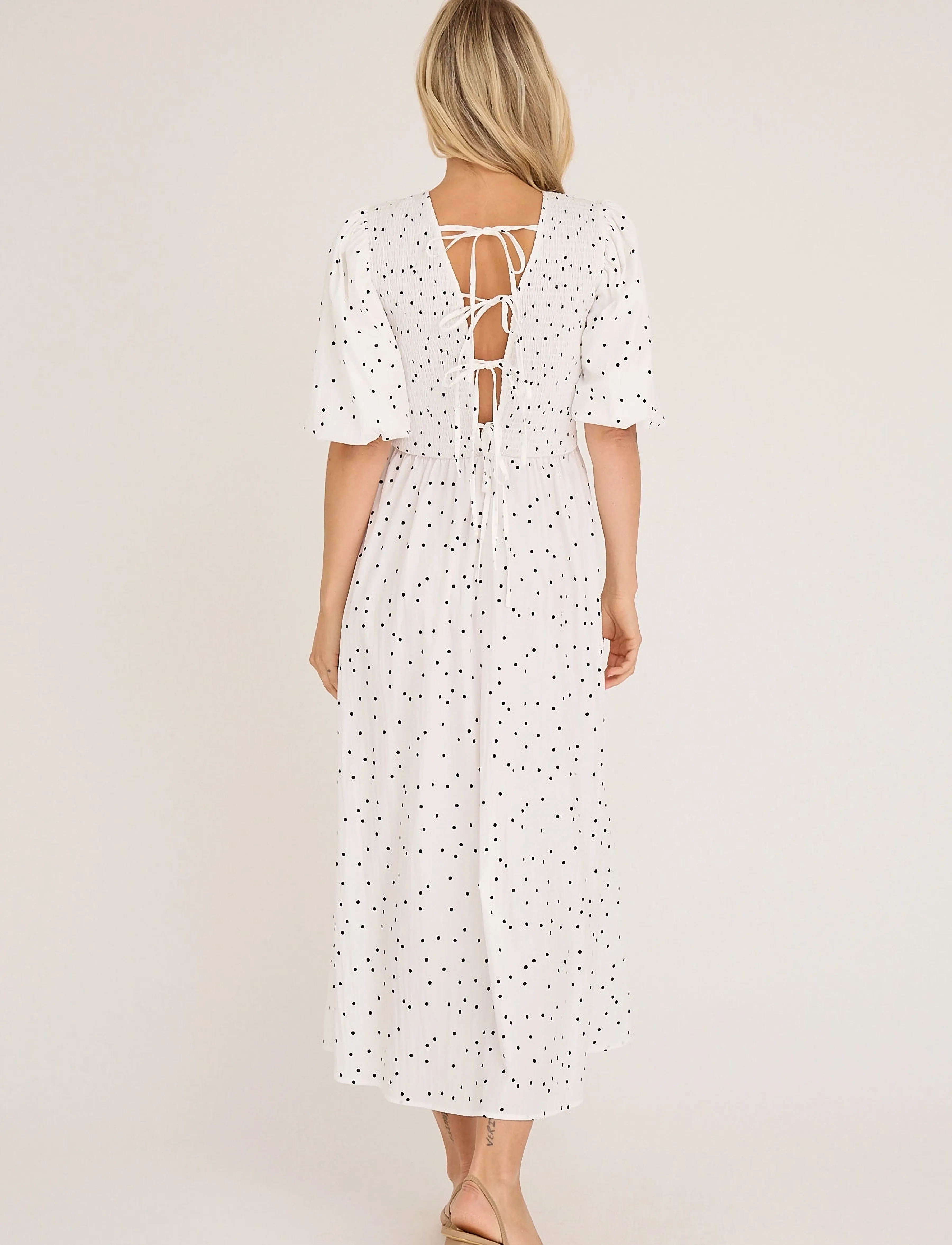 A-View - Tabita dot dress - sommerkjoler - white with black dots - 3