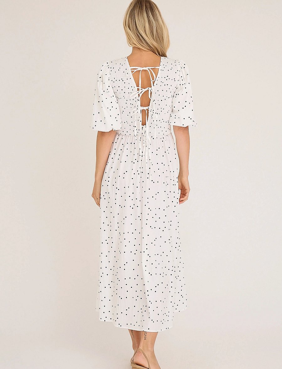 A-View - Tabita dot dress - sutvirtinimas - white with black dots - 3