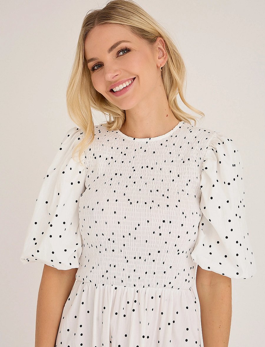 A-View - Tabita dot dress - sutvirtinimas - white with black dots - 4