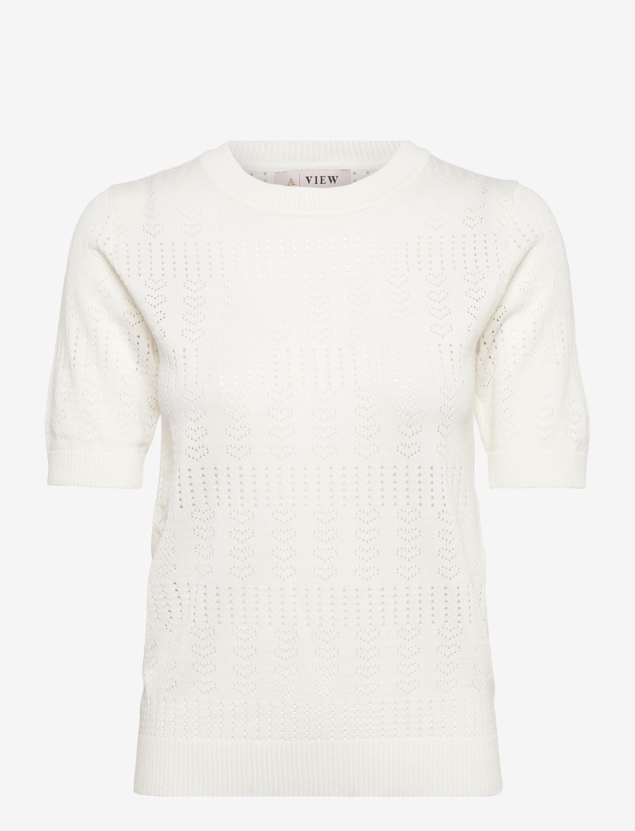 A-View - Assie s/s knit blouse - kurzämlige blusen - white - 1