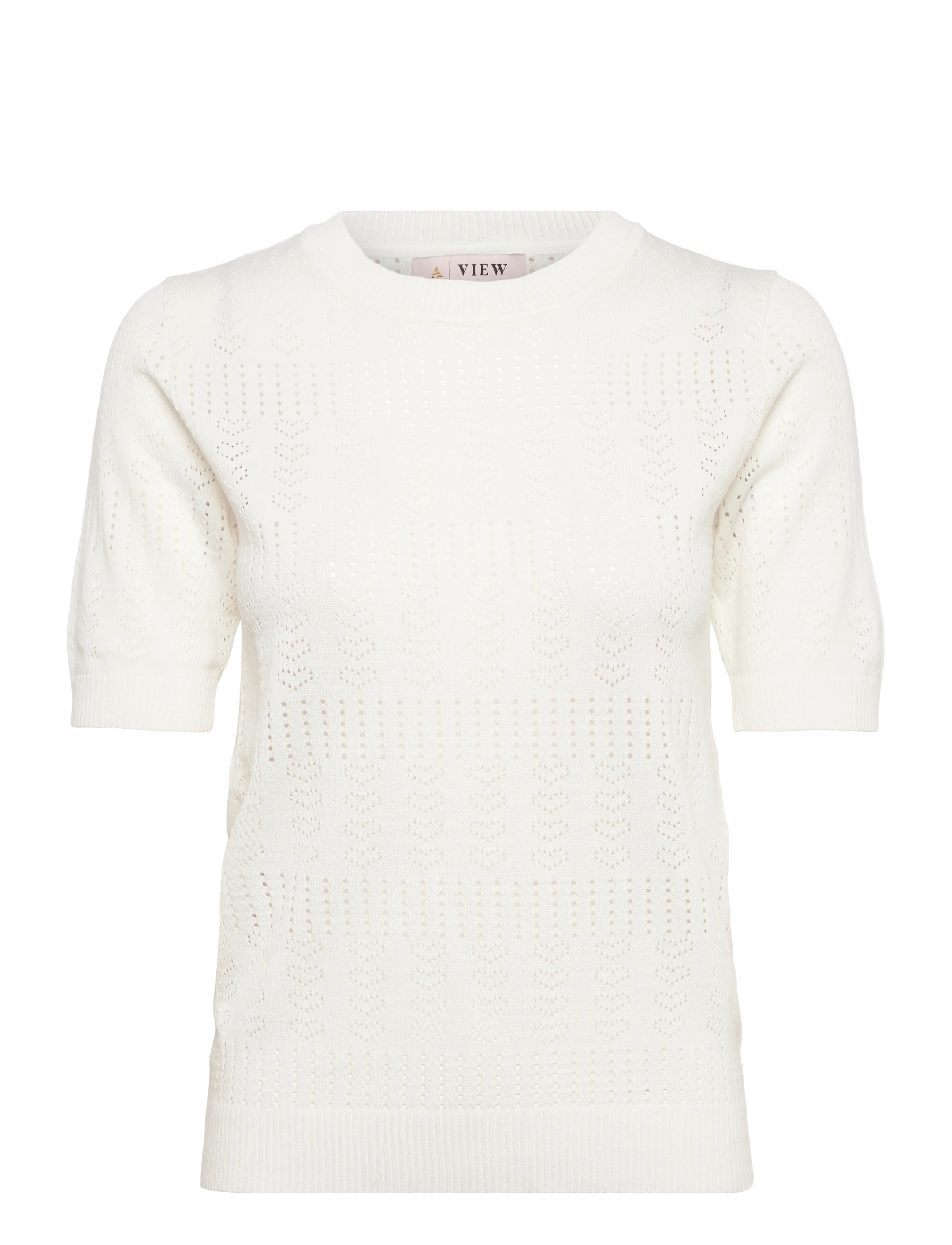 A-View Assie s/s knit blouse - Puserot & kauluspaidat - WHITE / white