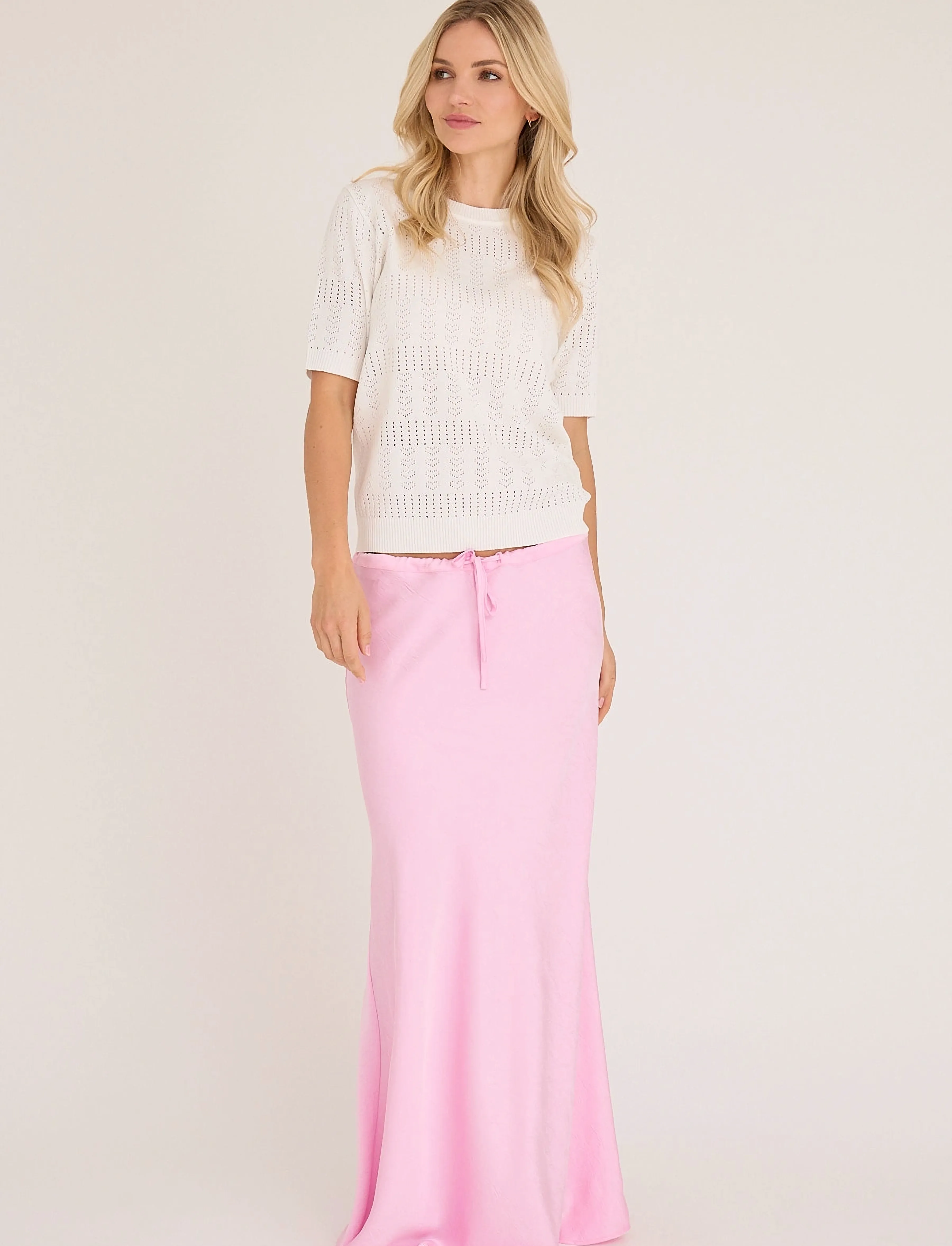 A-View Assie s/s knit blouse - Blusen & Hemden - WHITE / white