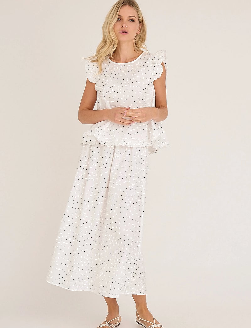 A-View - Aida skirt - maxi röcke - white/black dot - 0