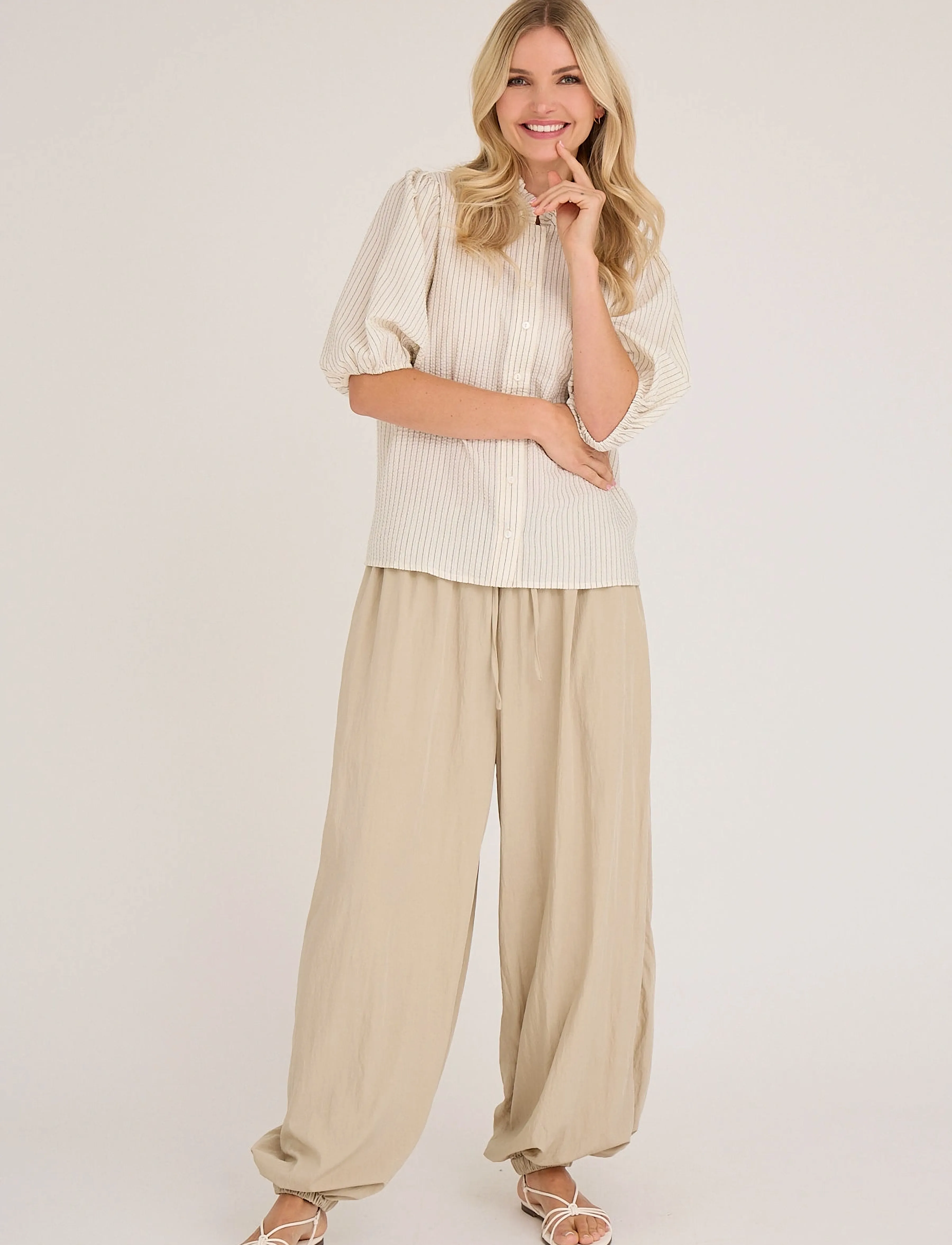 A-View Manon Balloon Pants, 34, Beige, Trousers > Barrel Trousers, Dame