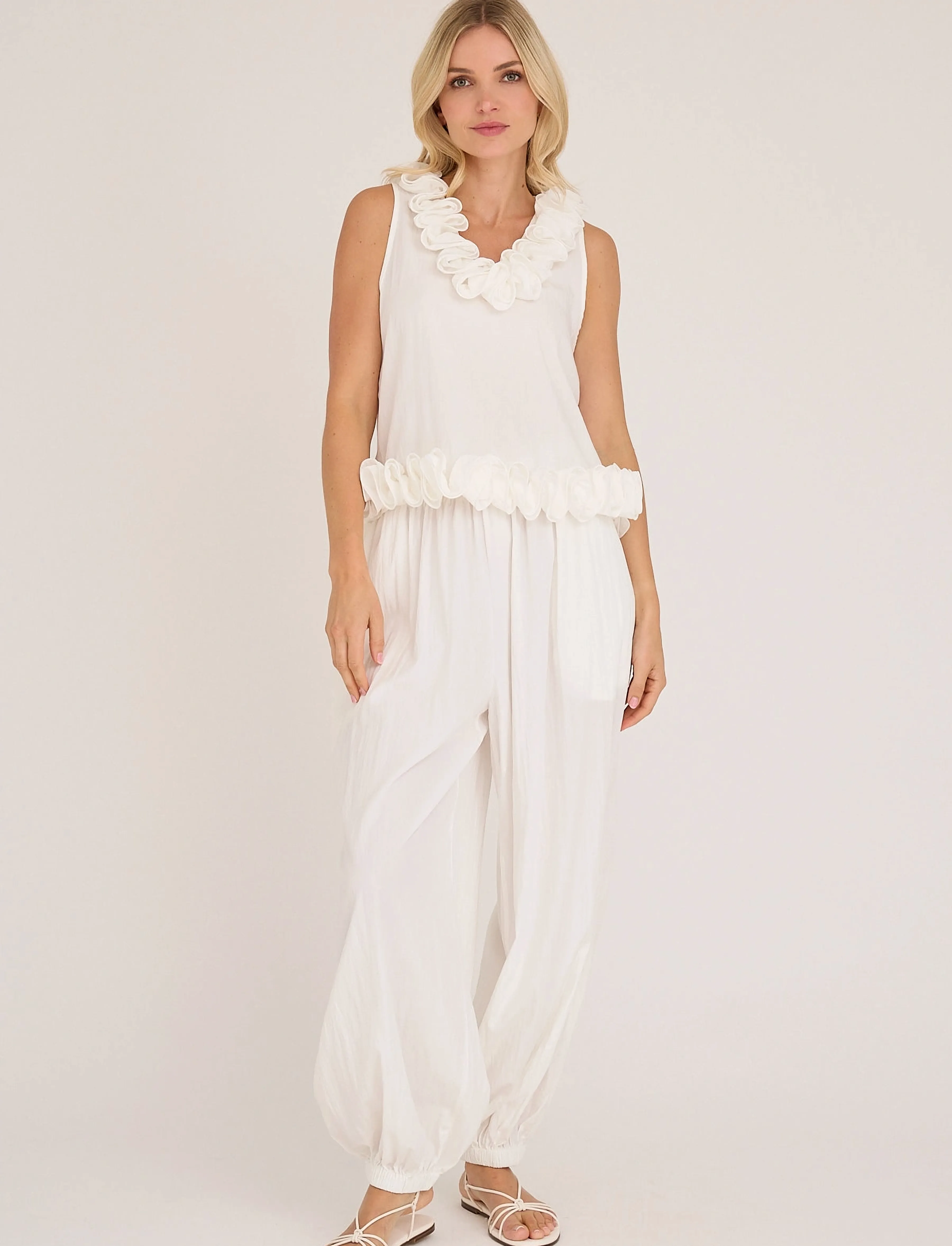 A-View Manon Balloon Pants, 44, White, Trousers > Barrel Trousers, Dame