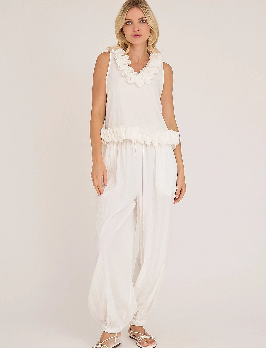 A-View - Manon balloon pants - hosen mit geradem bein - white - 0