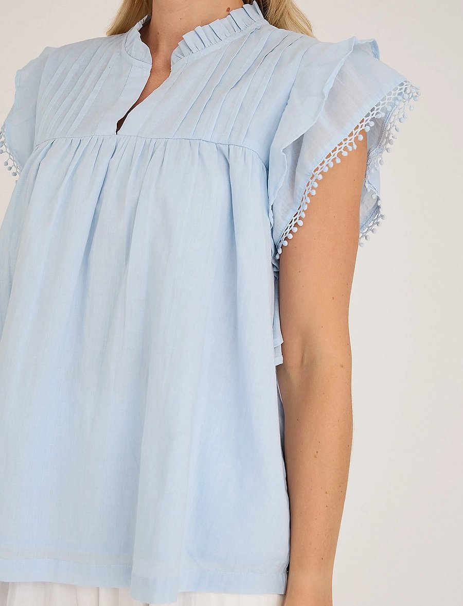 A-View - Avery top - kurzärmelige blusen - light blue - 4