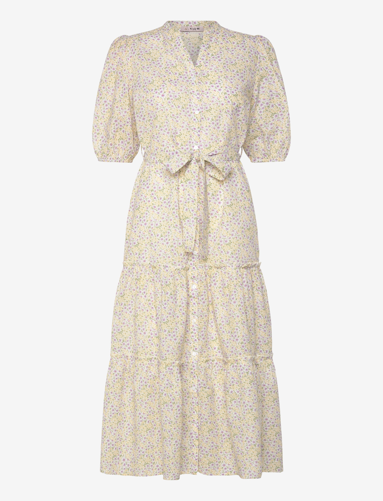 A-View - Kate V-neck long dress - maxi kjoler - lilac/yellow - 0