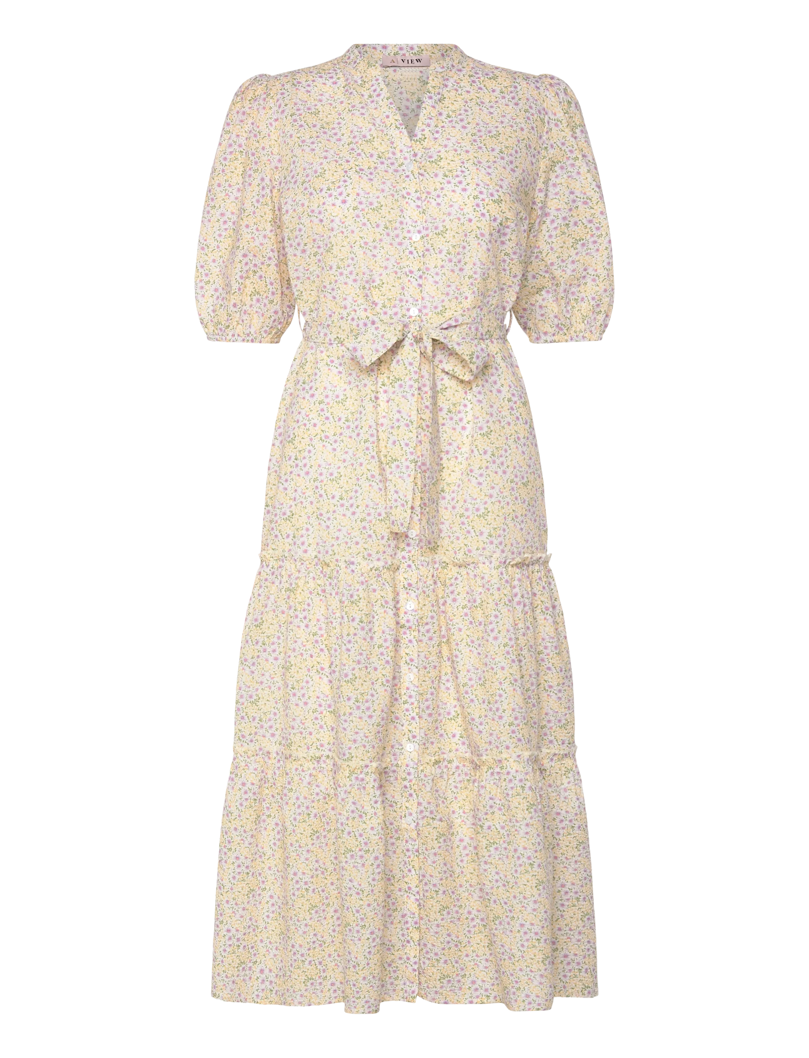 A-View Kate V-neck long dress - Klänningar - LILAC/YELLOW / yellow