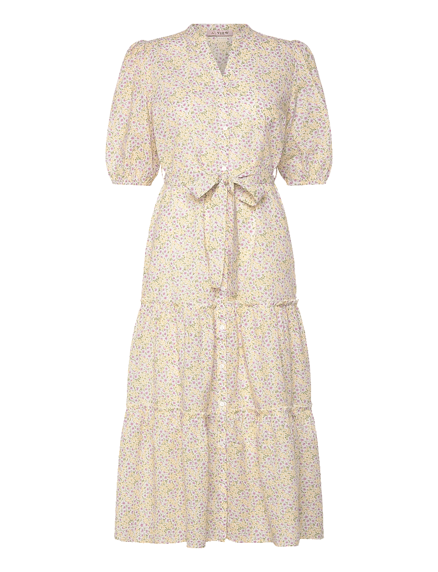 A-View - Kate V-neck long dress - maxi kjoler - lilac/yellow - 0