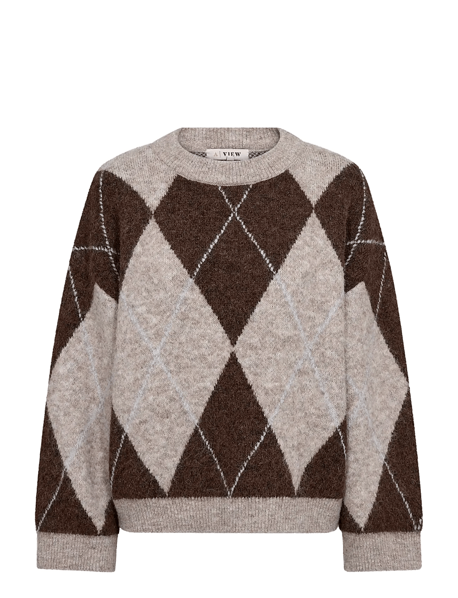 A-View - Harlekin knit pullover - striktrøjer - dark brown - 1