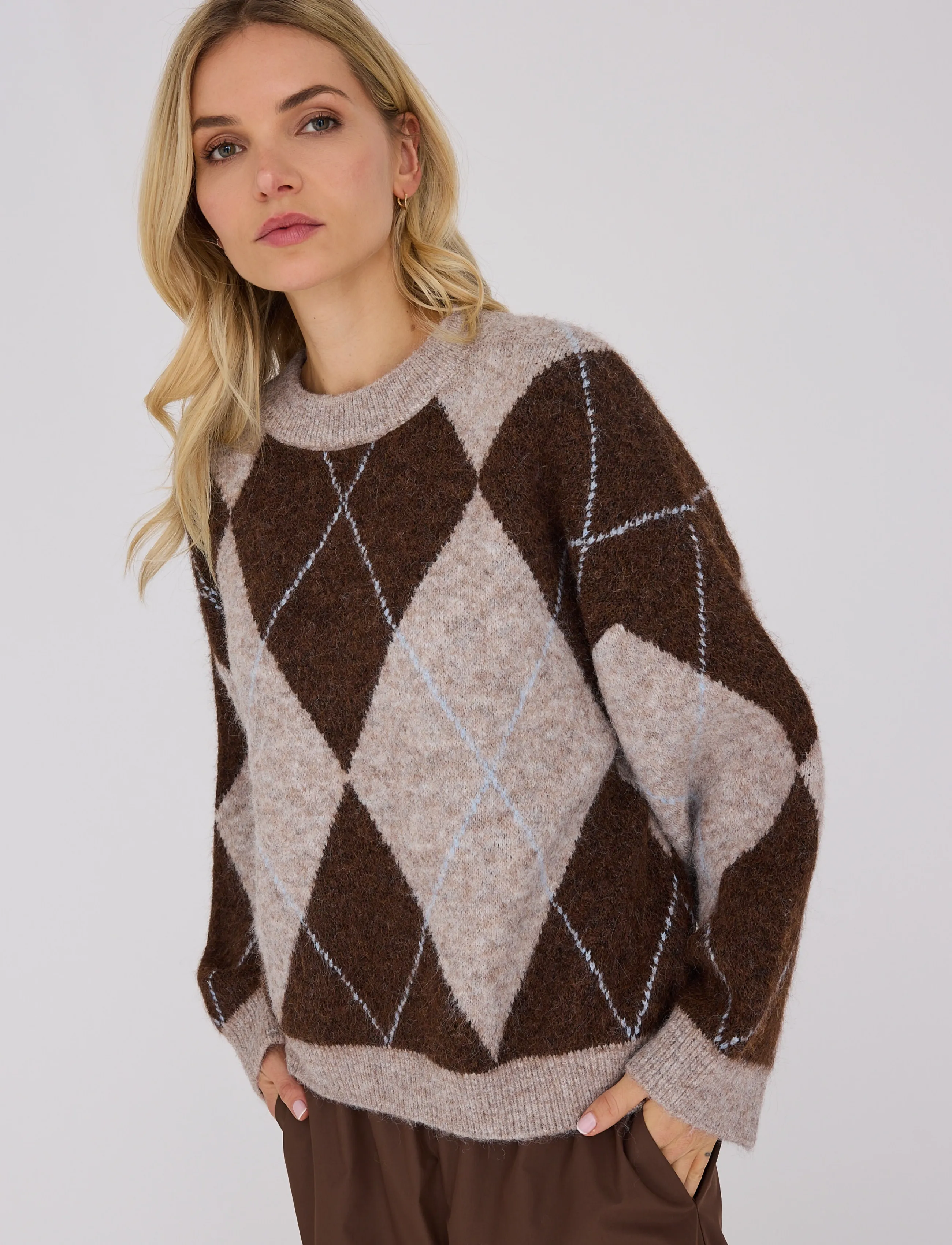 A-View - Harlekin knit pullover - striktrøjer - dark brown - 4