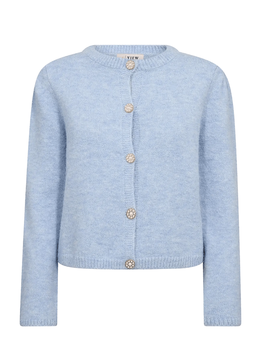 A-View - Lissi L/S knit cardigan - koftor - light blue - 1
