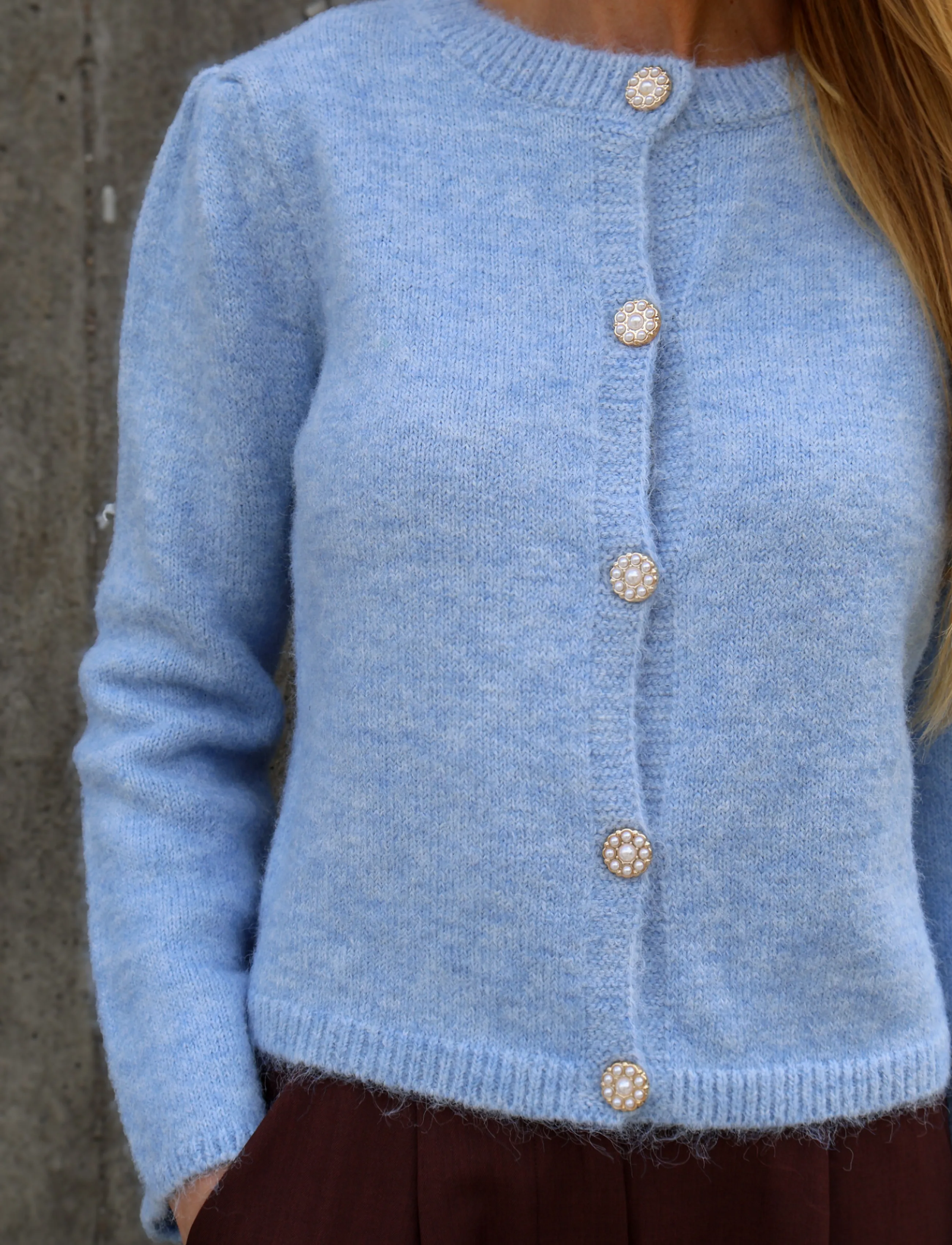A-View Lissi L/S Knit Cardigan, XL, Blue, Strik > Cardigans, Dame