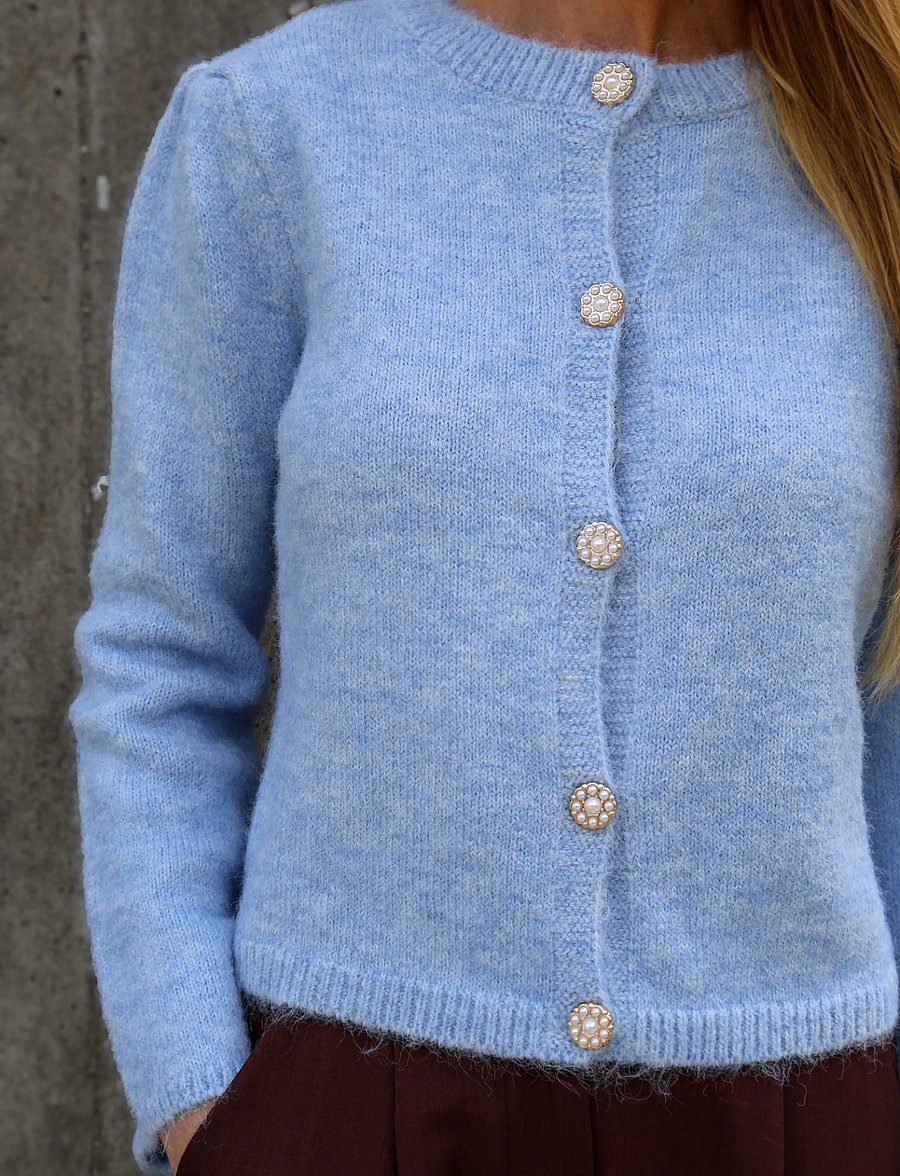 A-View - Lissi L/S knit cardigan - koftor - light blue - 0