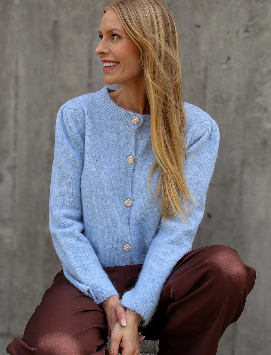 A-View - Lissi L/S knit cardigan - koftor - light blue - 3