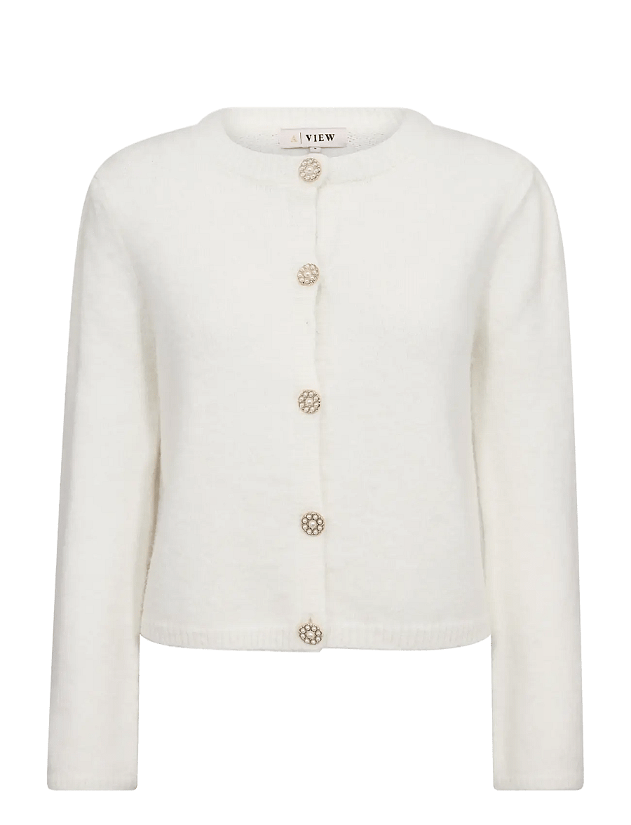 A-View - Lissi L/S knit cardigan - koftor - white - 1