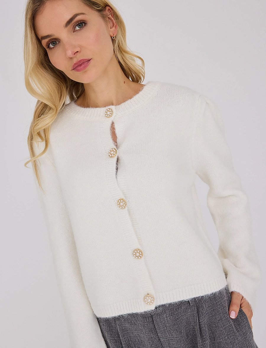 A-View - Lissi L/S knit cardigan - koftor - white - 4