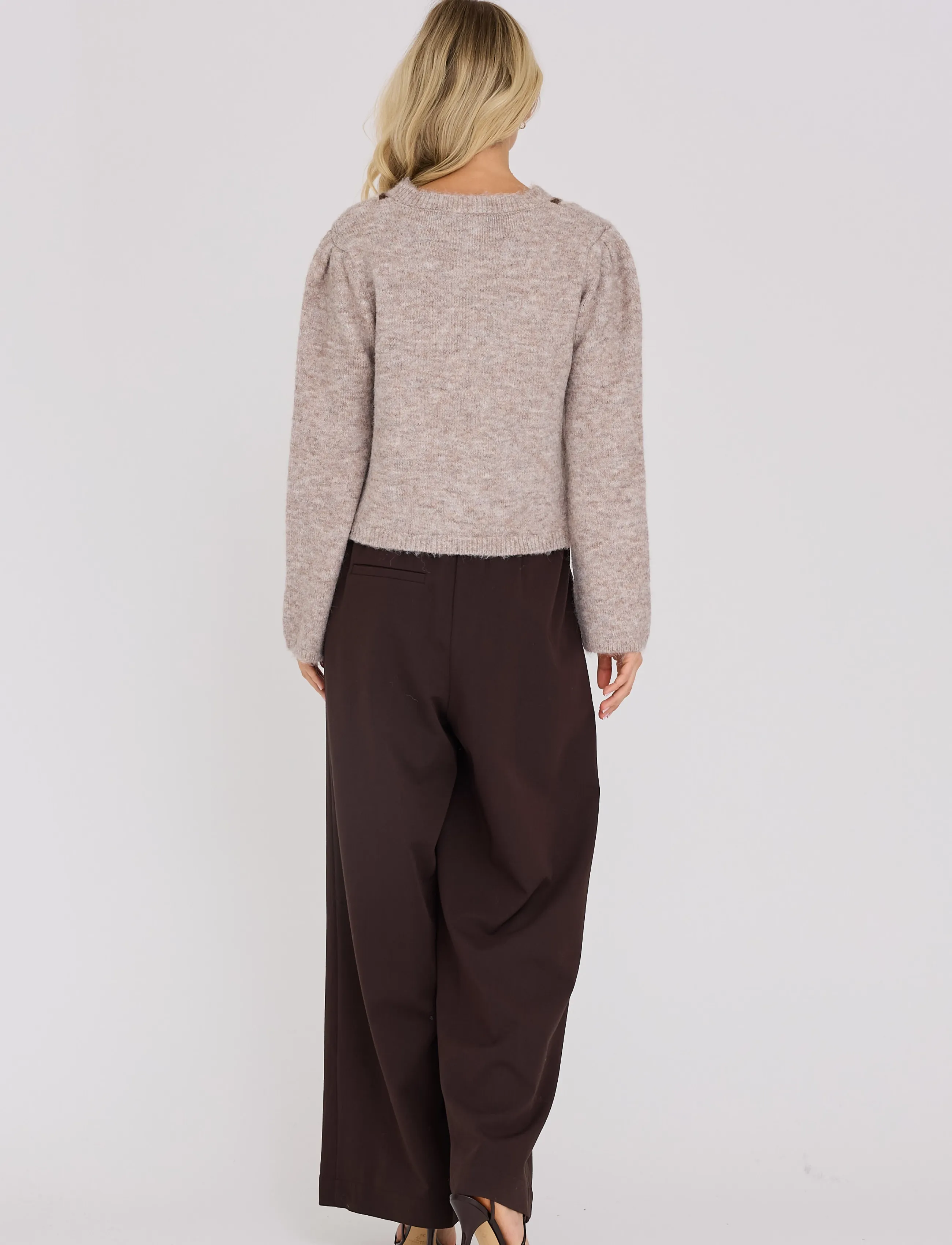 A-View - Alisa knit cardigan - koftor - brown/white - 3