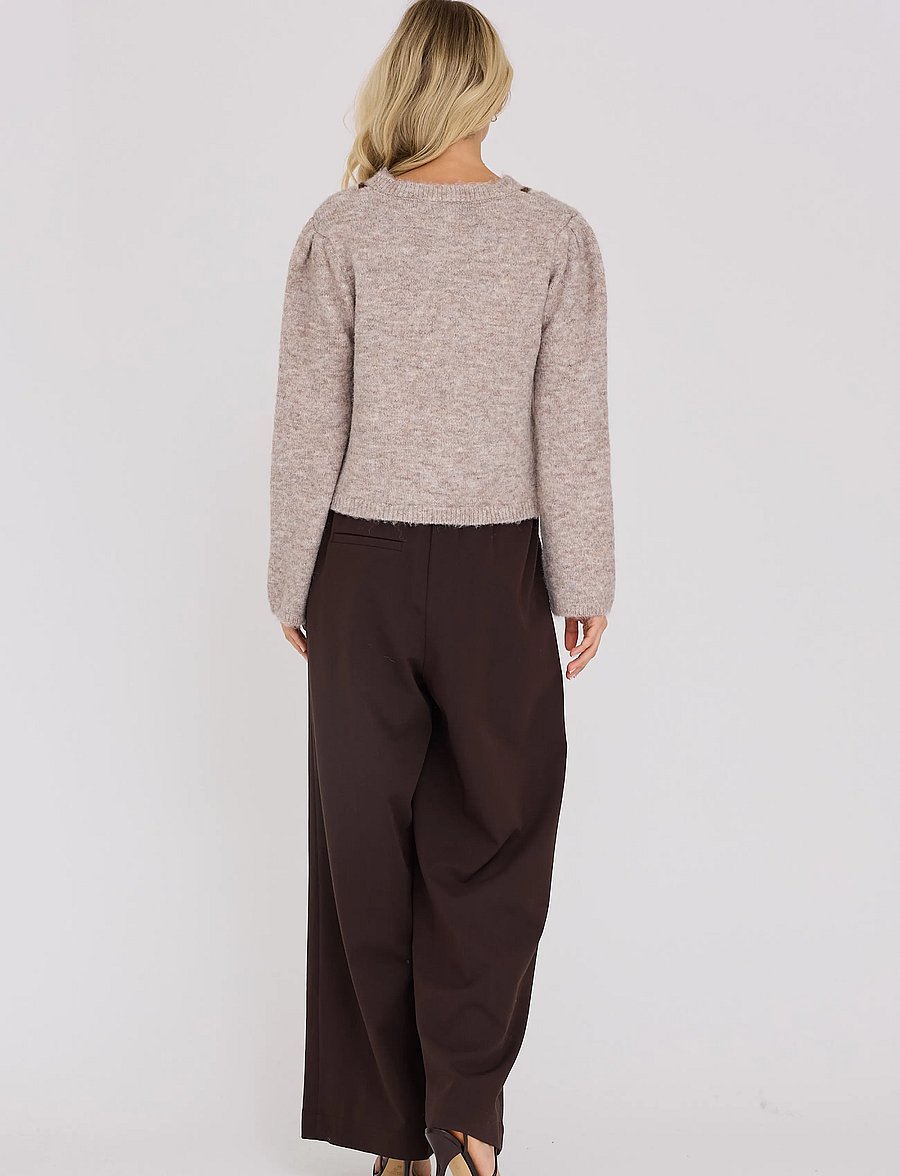 A-View - Alisa knit cardigan - koftor - brown/white - 3