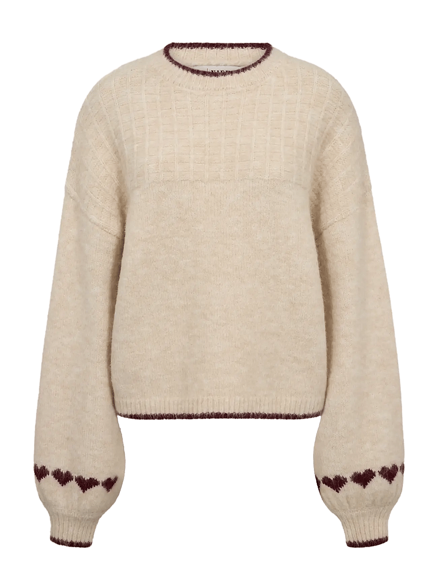 A-View - Heart new knit pullover - off white/bordeaux - 1