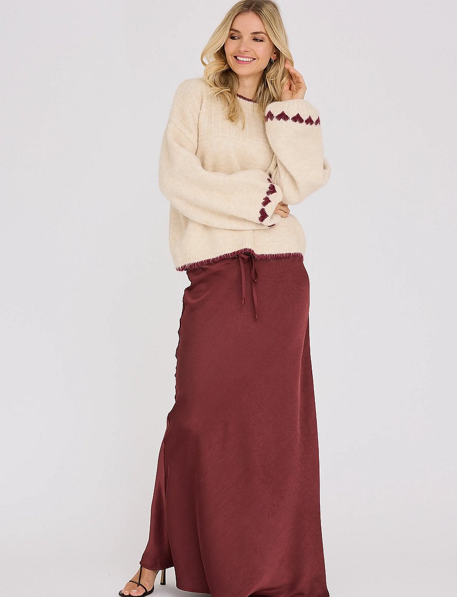 A-View - Heart new knit pullover - off white/bordeaux - 0
