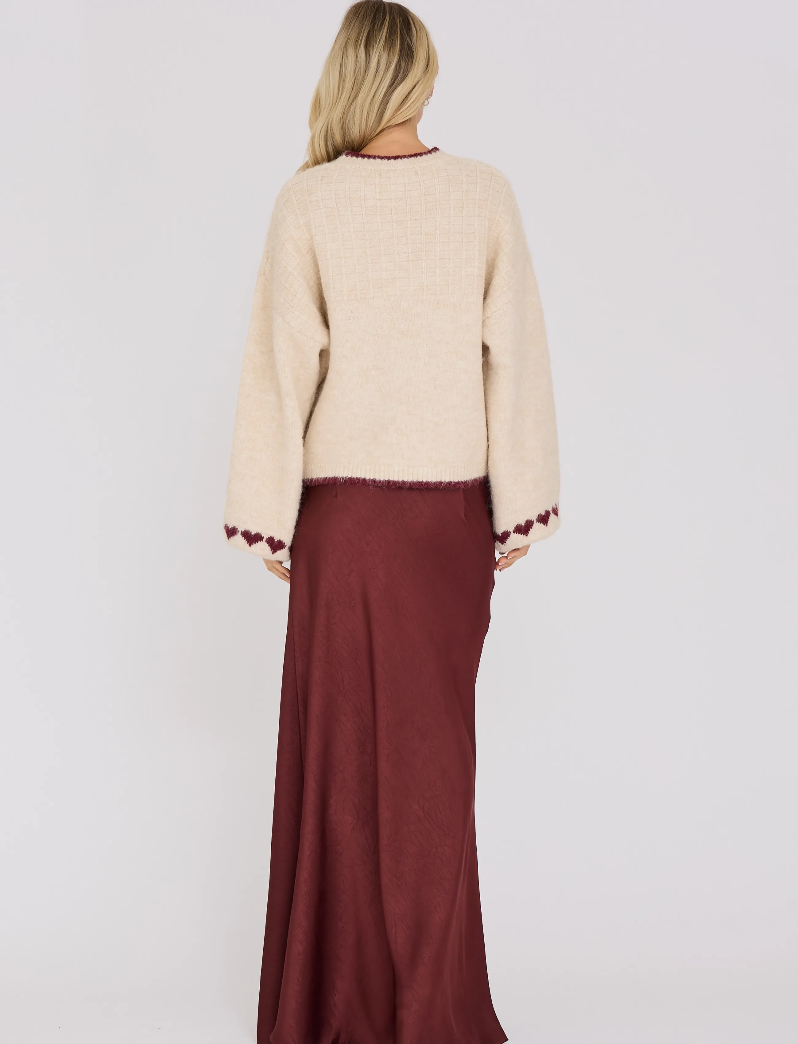 A-View - Heart new knit pullover - off white/bordeaux - 3
