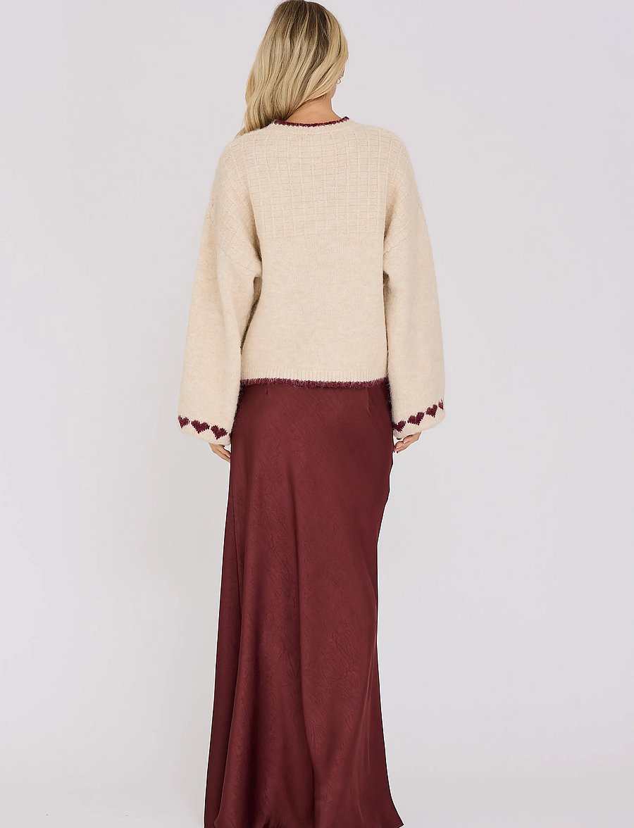 A-View - Heart new knit pullover - off white/bordeaux - 3