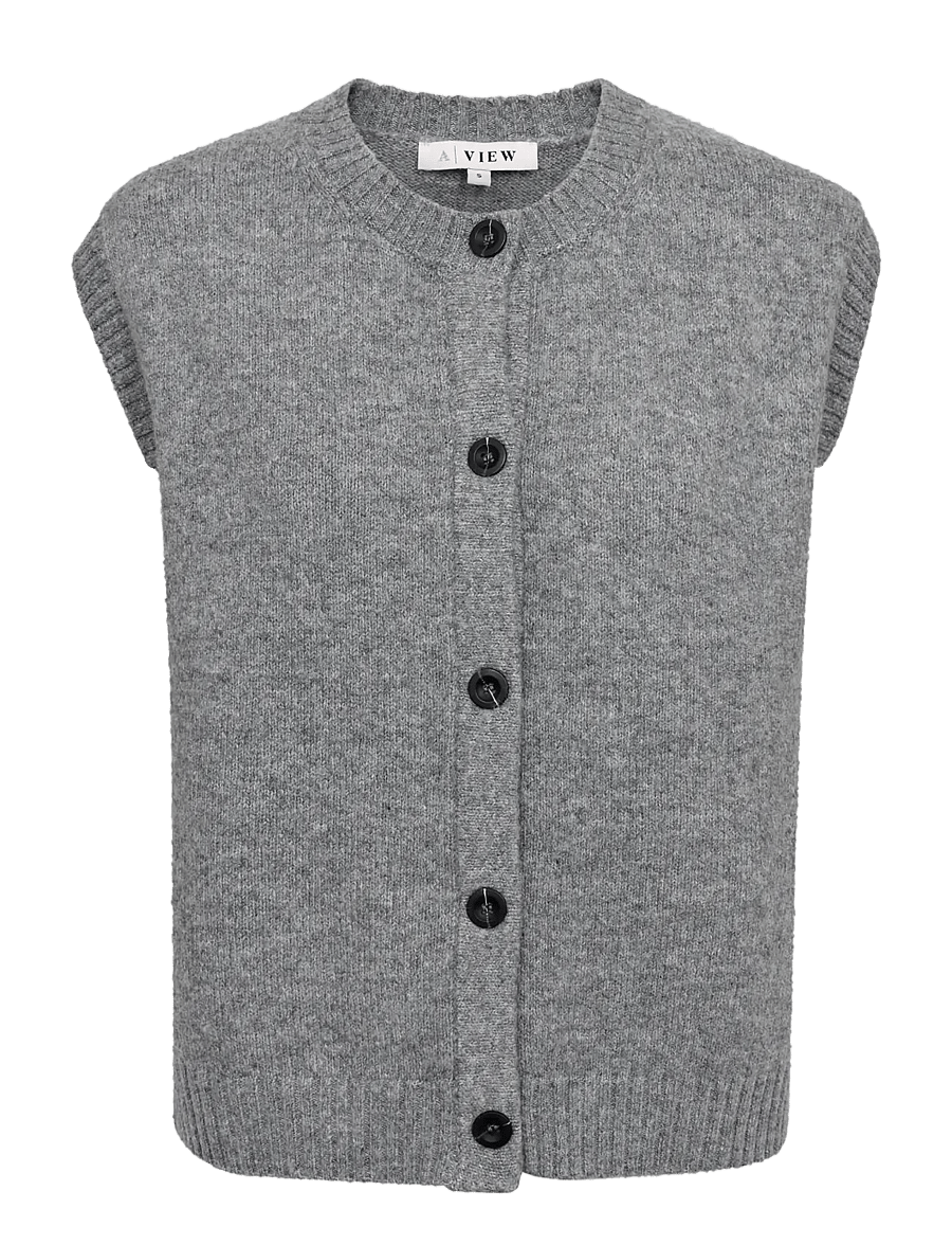 A-View - Rena knit vest - medium grey melange - 1