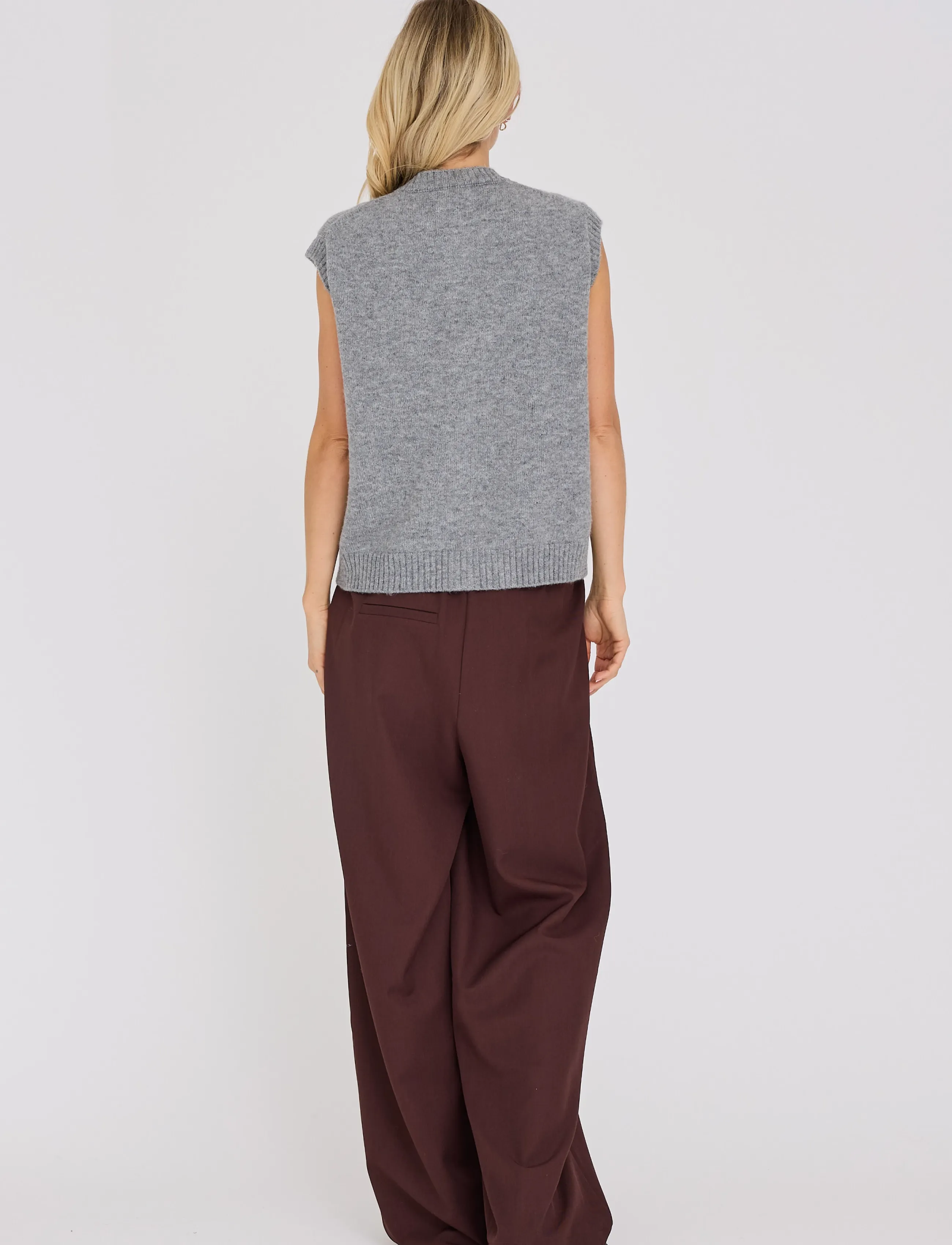 A-View - Rena knit vest - medium grey melange - 3